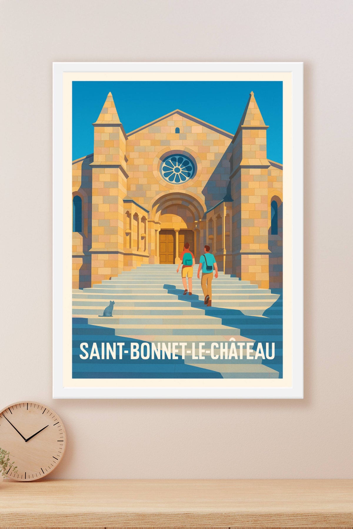 Affiche Saint-Bonnet-le-Château — Escapade historique à l'église emblématique · poster d'art de Saint-Bonnet-le-Château