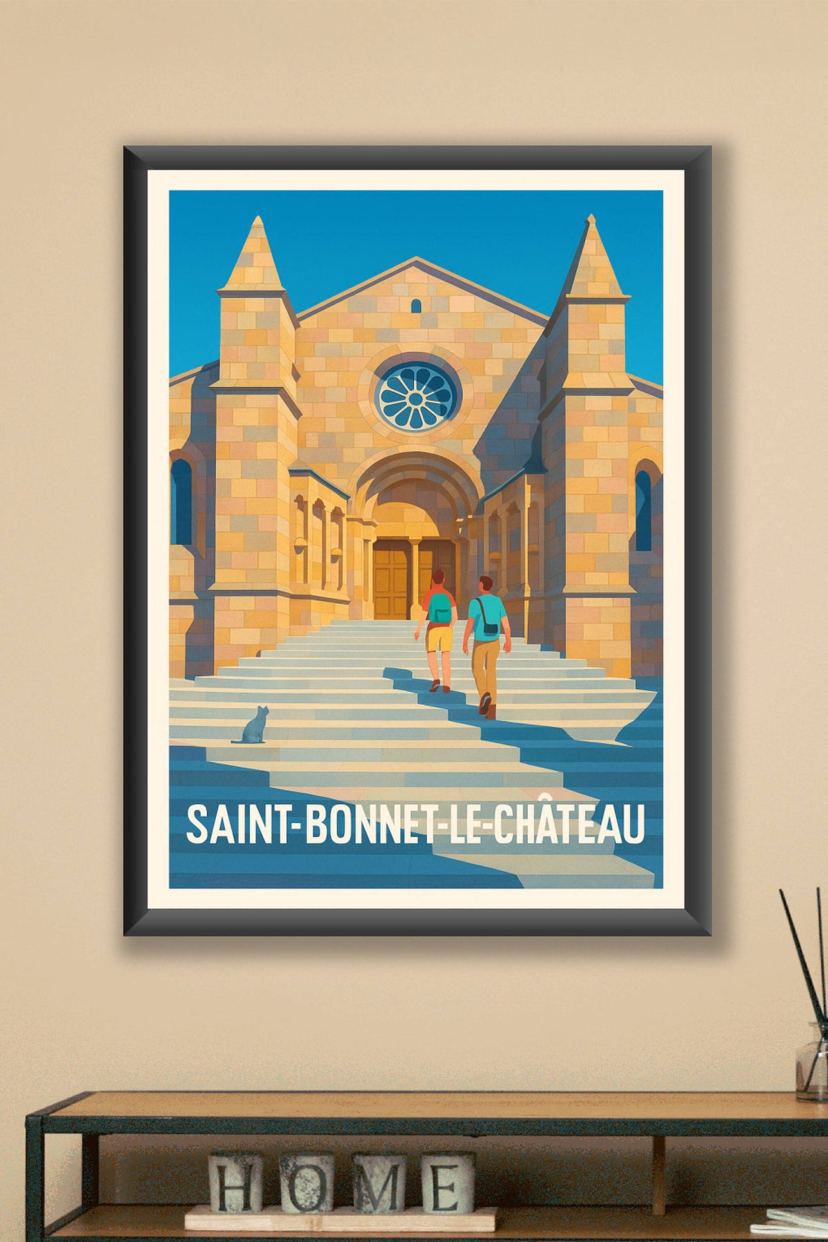 Affiche Saint-Bonnet-le-Château — Escapade historique à l'église emblématique · poster d'art de Saint-Bonnet-le-Château