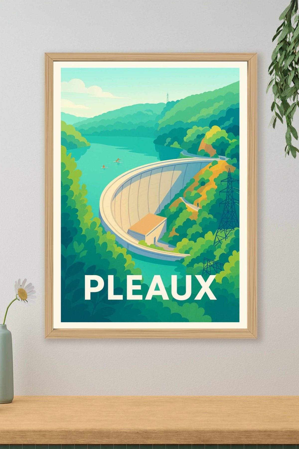 Affiche Pleaux — Harmonie entre nature et architecture · poster d'art de Pleaux