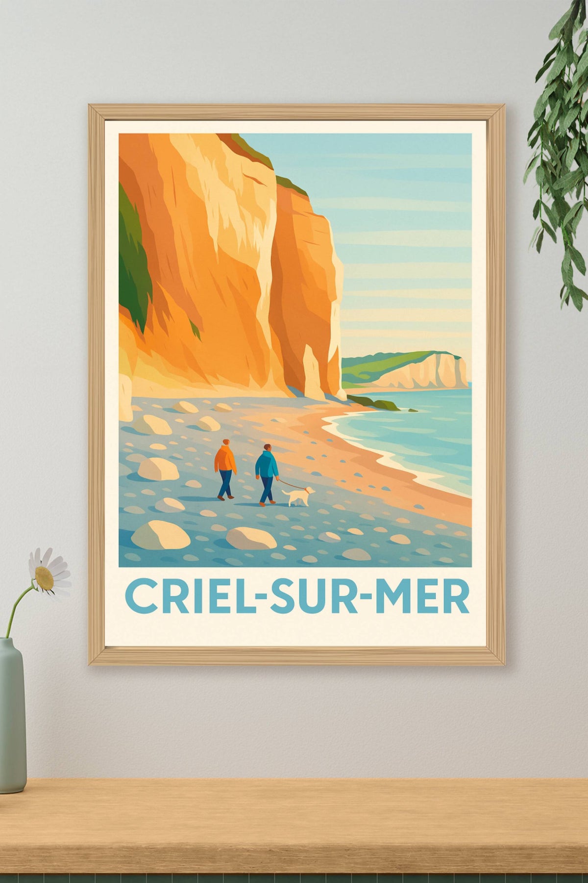 Affiche Criel-sur-Mer — Promenade au pied des falaises impressionnantes · poster d'art de Criel-sur-Mer