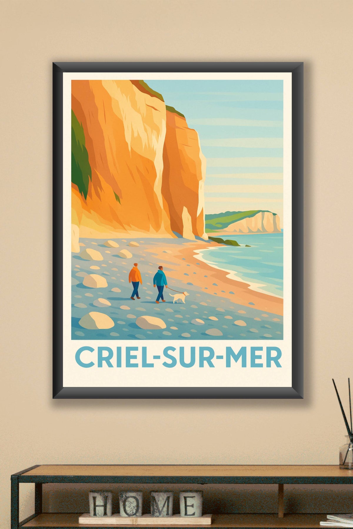 Affiche Criel-sur-Mer — Promenade au pied des falaises impressionnantes · poster d'art de Criel-sur-Mer