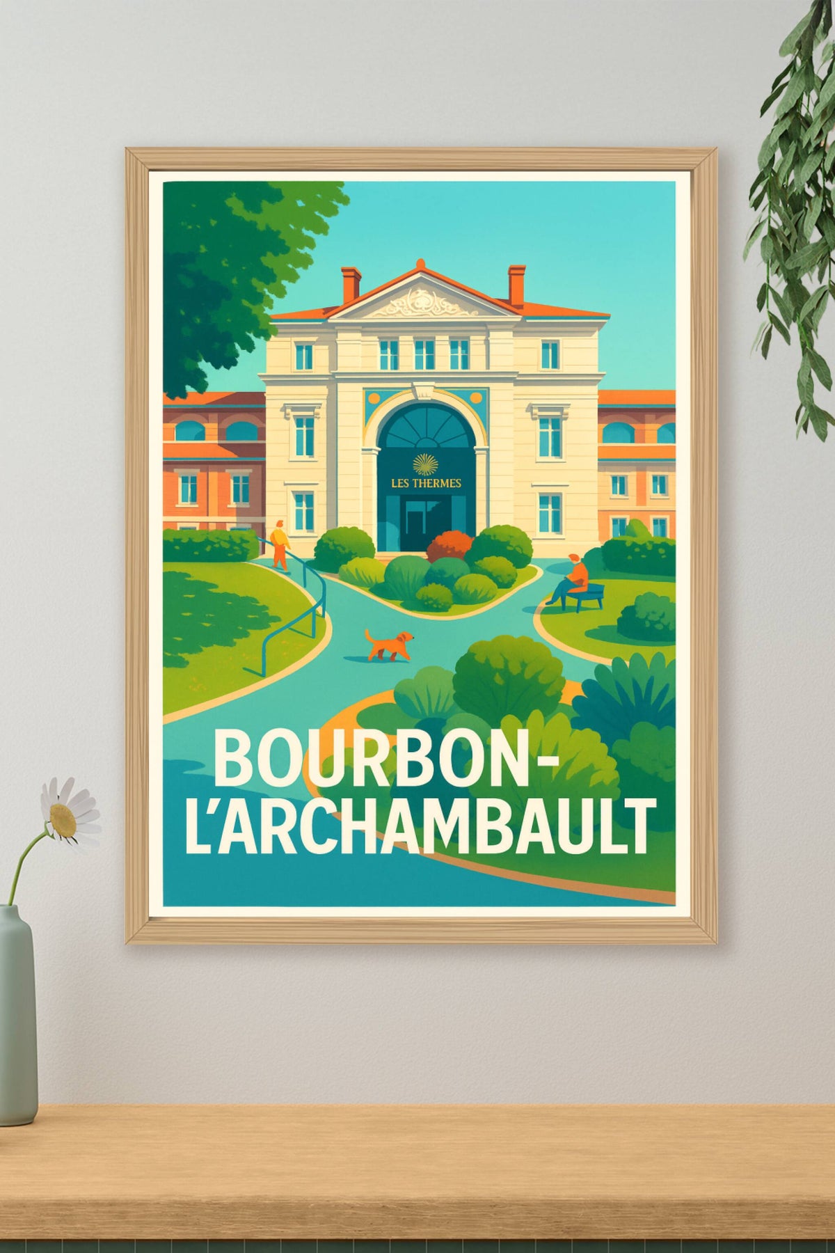 Affiche Bourbon-l'Archambault — L'élégance thermale à portée de main · poster d'art de Bourbon-l'Archambault