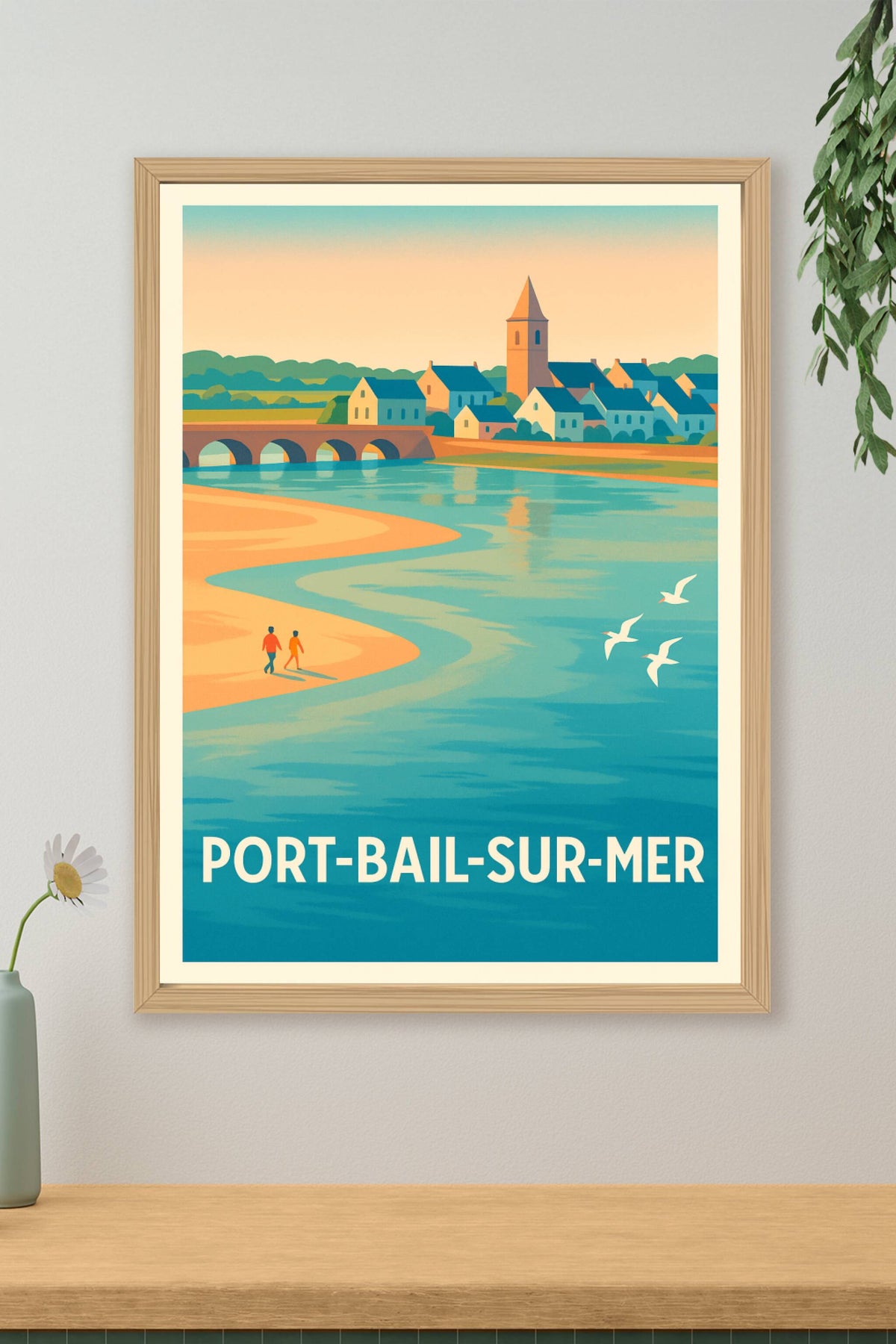 Affiche Port-Bail-sur-Mer — Sérénité au bord de l'eau · poster d'art de Port-Bail-sur-Mer