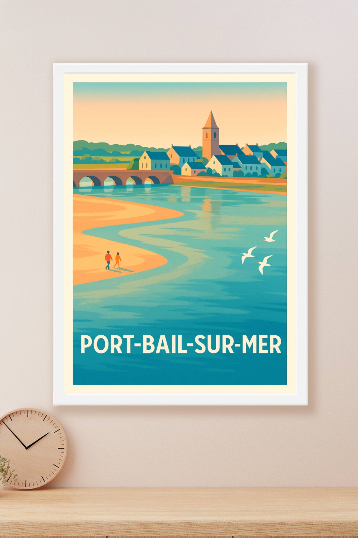 Affiche Port-Bail-sur-Mer — Sérénité au bord de l'eau · poster d'art de Port-Bail-sur-Mer
