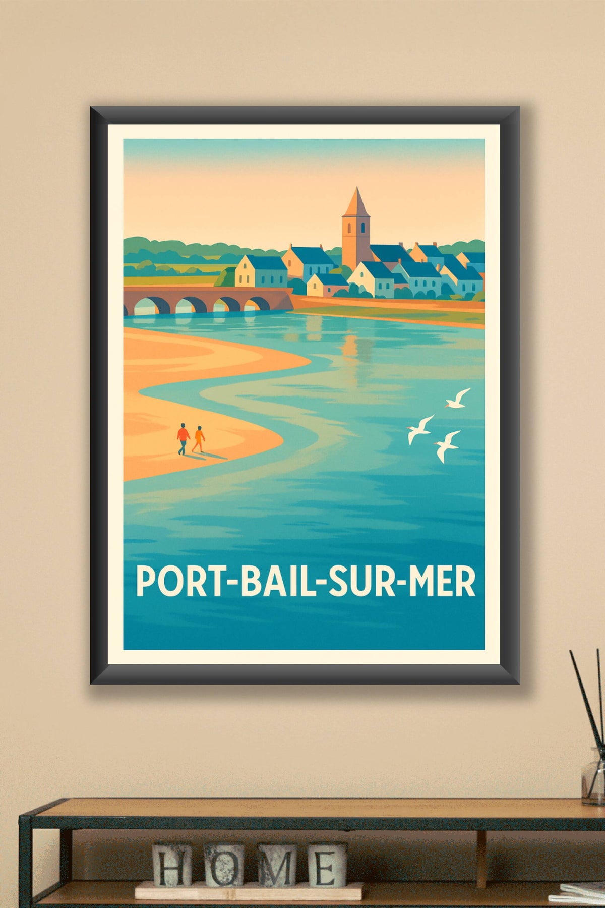 Affiche Port-Bail-sur-Mer — Sérénité au bord de l'eau · poster d'art de Port-Bail-sur-Mer