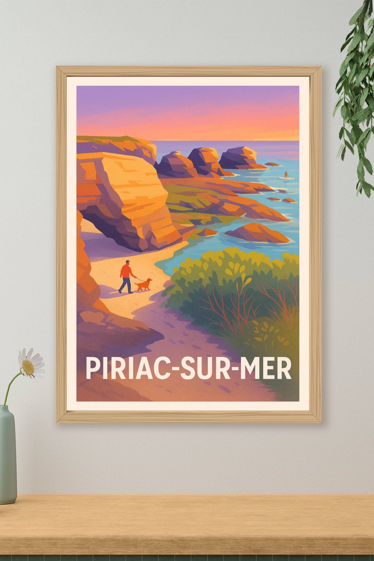 Affiche Piriac-sur-Mer — Randonnée au coucher du soleil · poster d'art de Piriac-sur-Mer