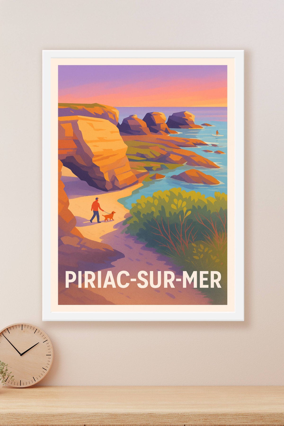 Affiche Piriac-sur-Mer — Randonnée au coucher du soleil · poster d'art de Piriac-sur-Mer