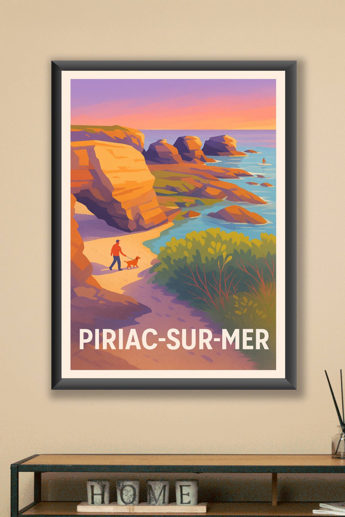 Affiche Piriac-sur-Mer — Randonnée au coucher du soleil · poster d'art de Piriac-sur-Mer