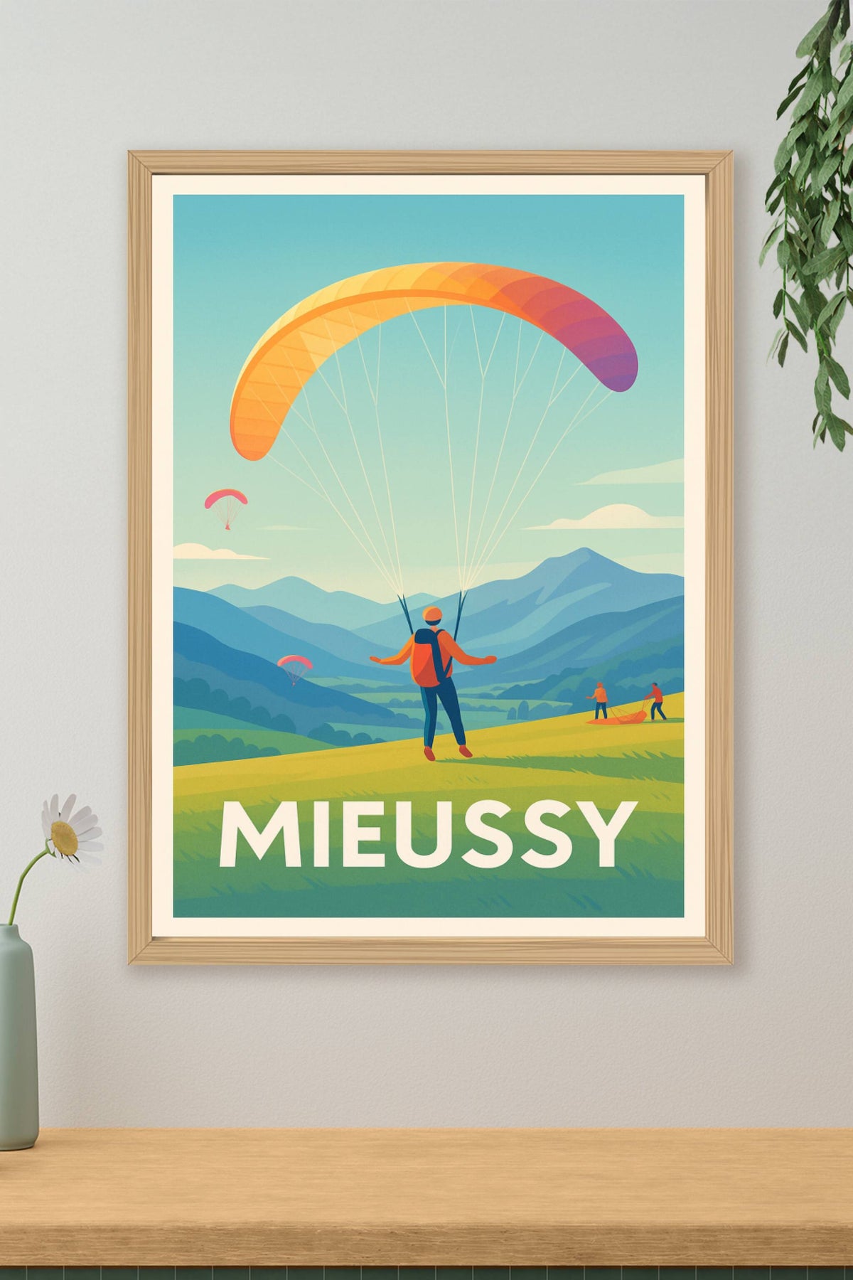 Affiche Mieussy — Le paradis du parapente en altitude · poster d'art de Mieussy