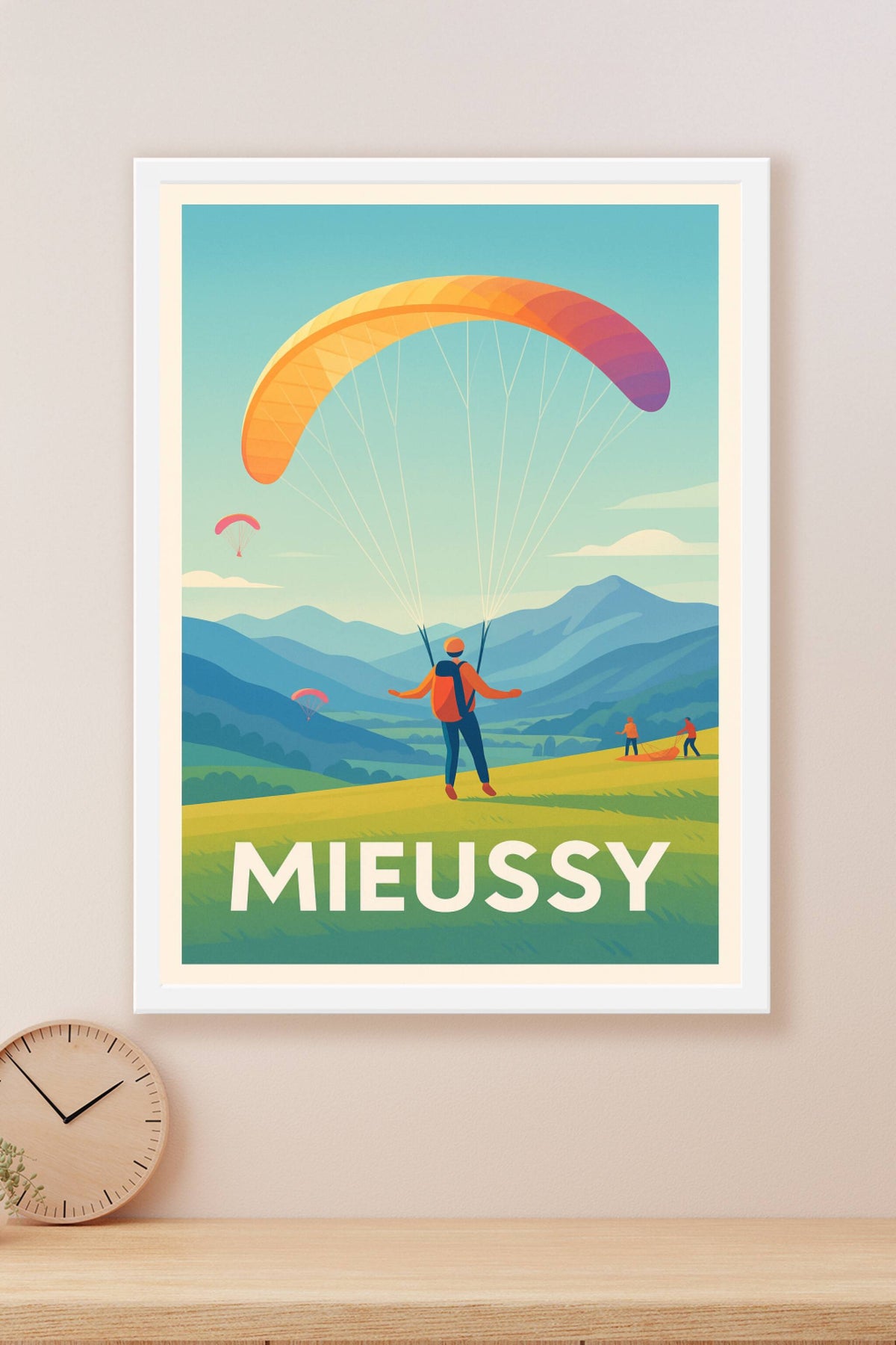 Affiche Mieussy — Le paradis du parapente en altitude · poster d'art de Mieussy