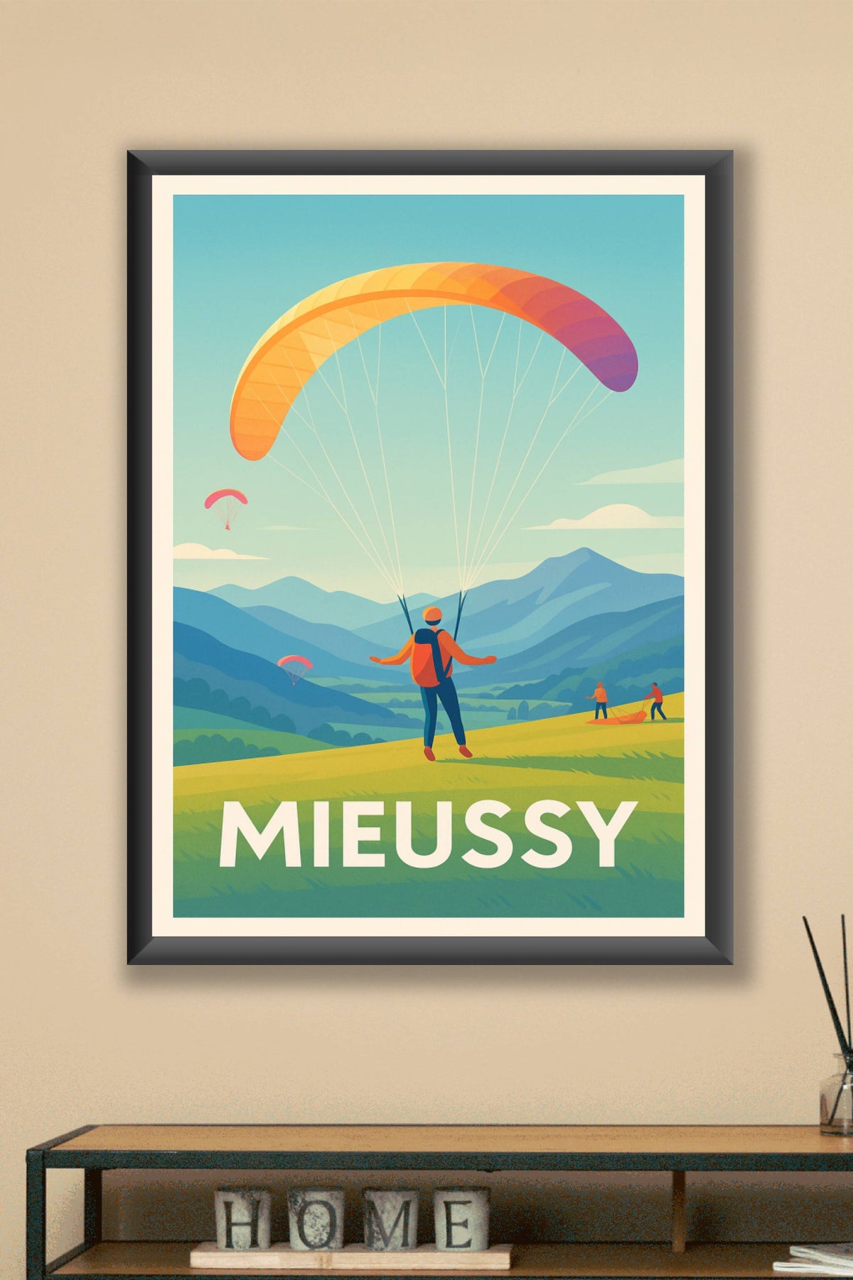 Affiche Mieussy — Le paradis du parapente en altitude · poster d'art de Mieussy