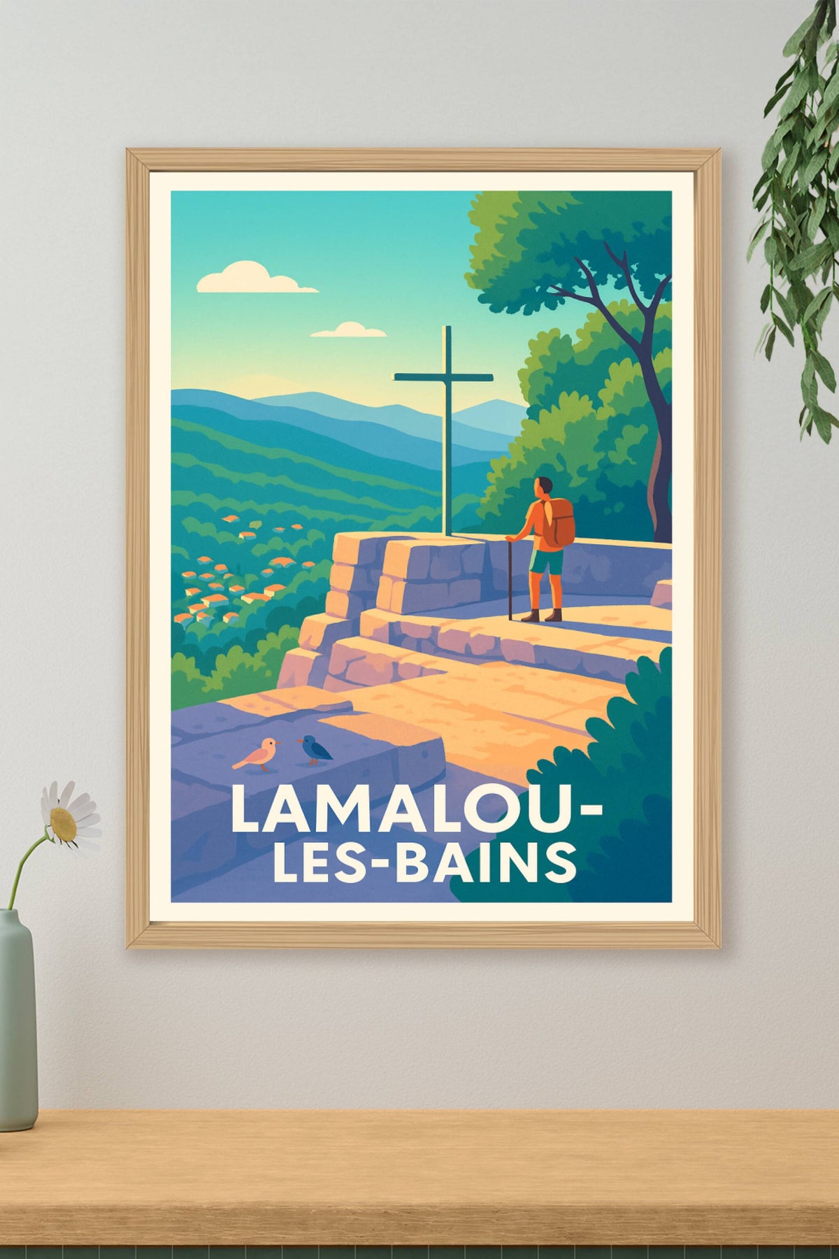 Affiche Lamalou-les-Bains — Évasion nature et sérénité · poster d'art de Lamalou-les-Bains