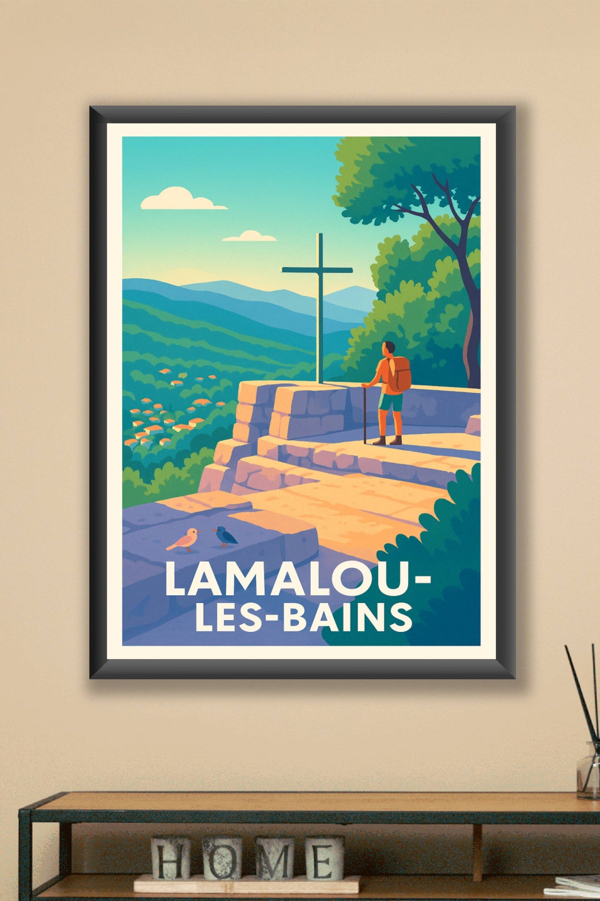 Affiche Lamalou-les-Bains — Évasion nature et sérénité · poster d'art de Lamalou-les-Bains
