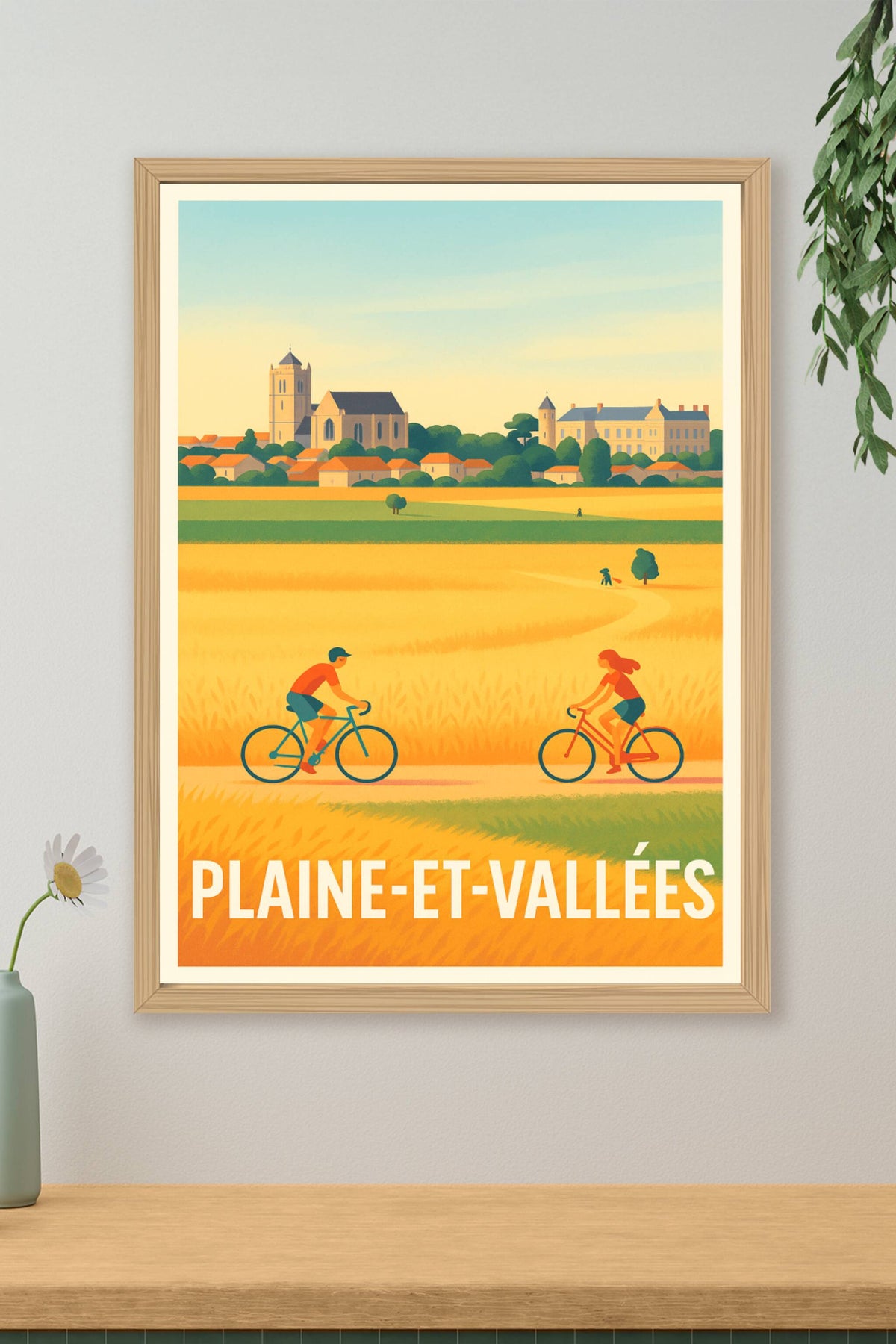 Affiche Plaine-et-Vallées — Douceur de vivre à vélo · poster d'art de Plaine-et-Vallées