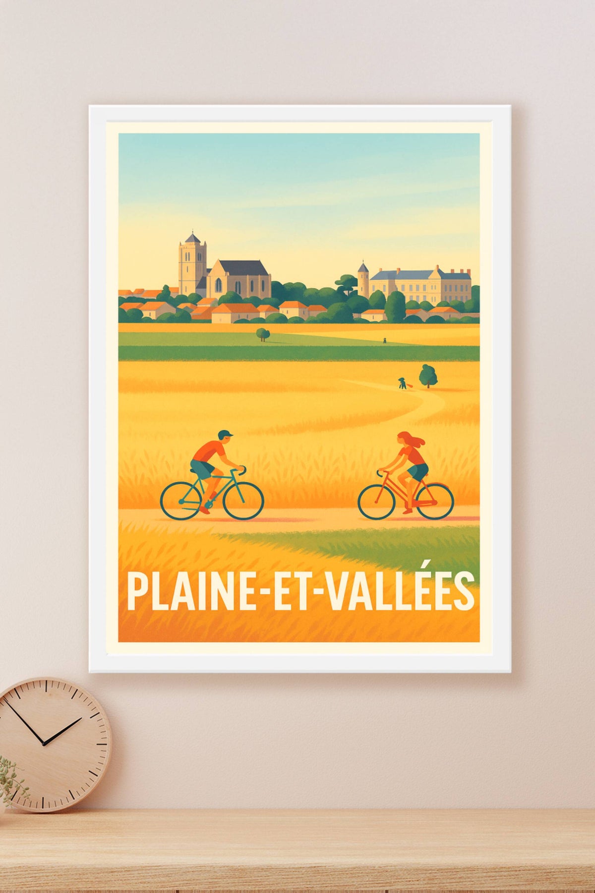 Affiche Plaine-et-Vallées — Douceur de vivre à vélo · poster d'art de Plaine-et-Vallées