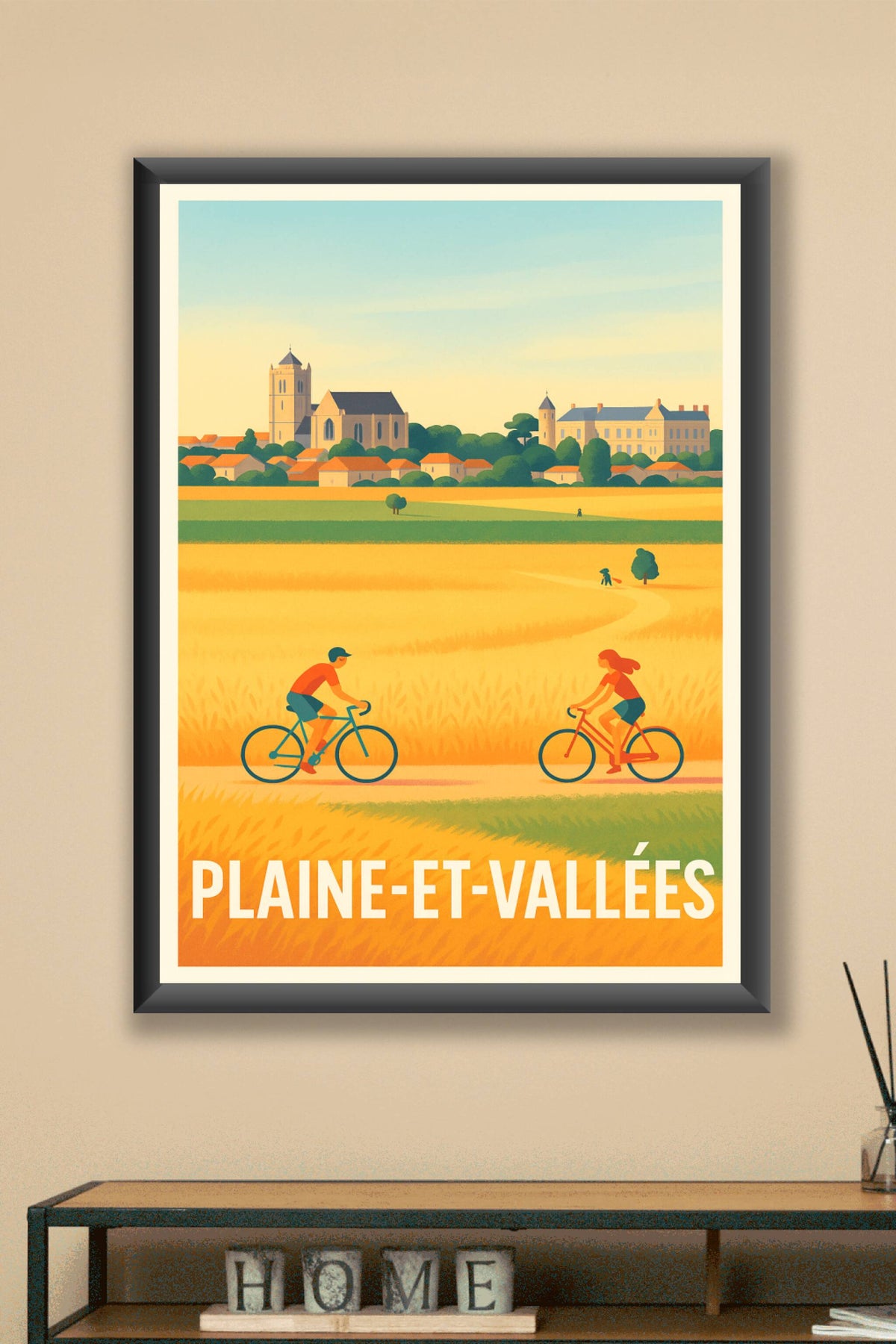 Affiche Plaine-et-Vallées — Douceur de vivre à vélo · poster d'art de Plaine-et-Vallées