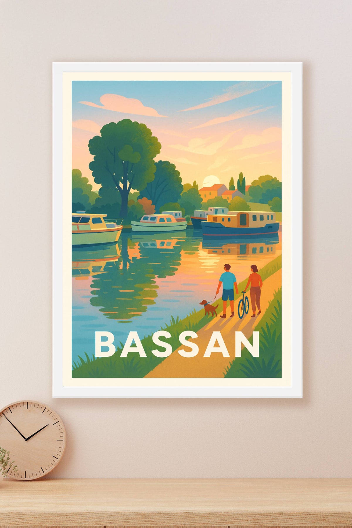 Affiche Bassan — Balade au bord de l'eau au crépuscule · poster d'art de Bassan