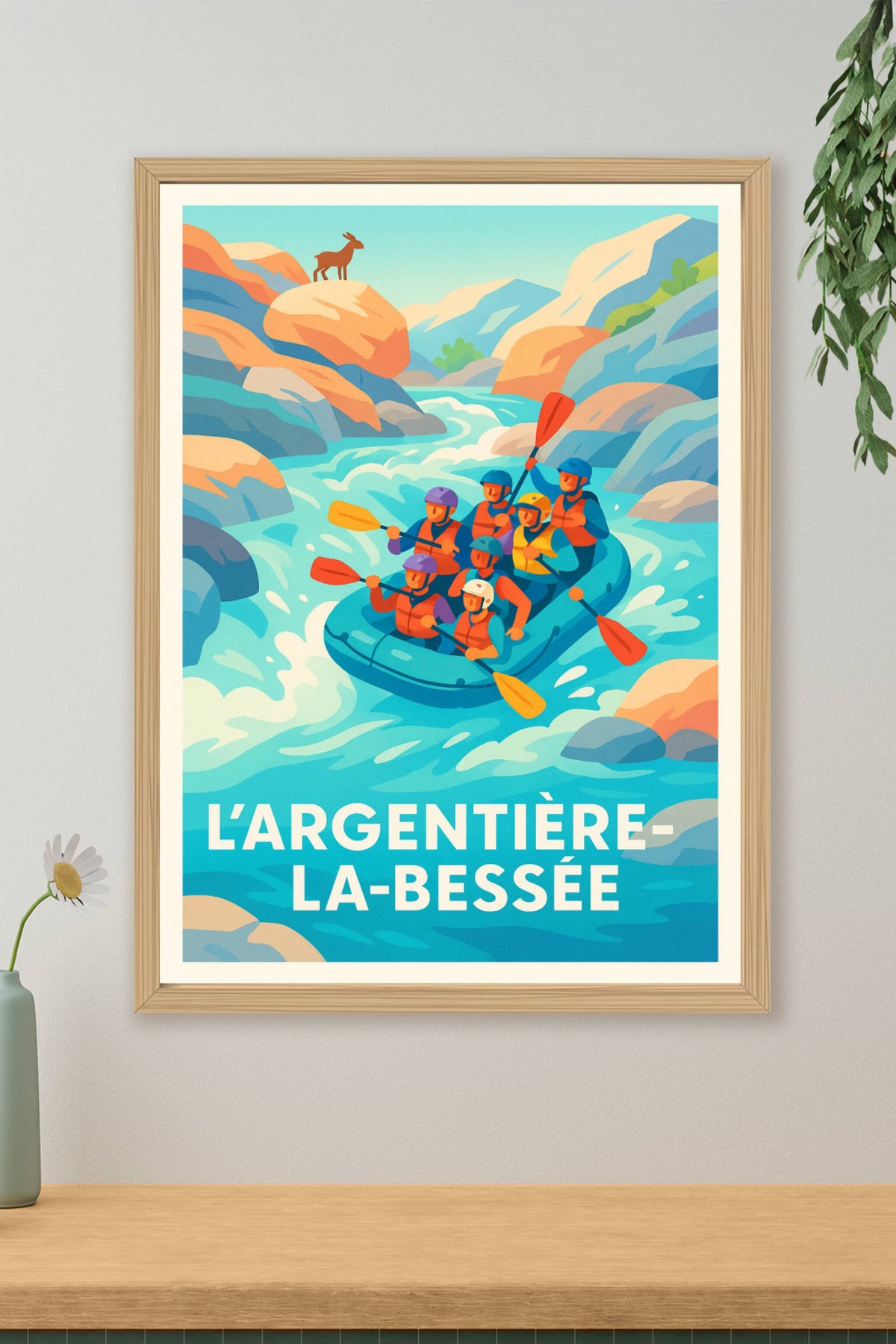 Affiche L'Argentière-la-Bessée — Aventure et sensations fortes en eaux vives · poster d'art de L'Argentière-la-Bessée