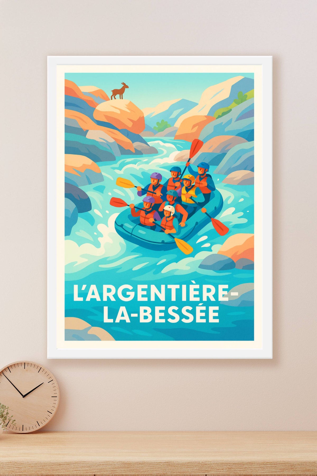 Affiche L'Argentière-la-Bessée — Aventure et sensations fortes en eaux vives · poster d'art de L'Argentière-la-Bessée
