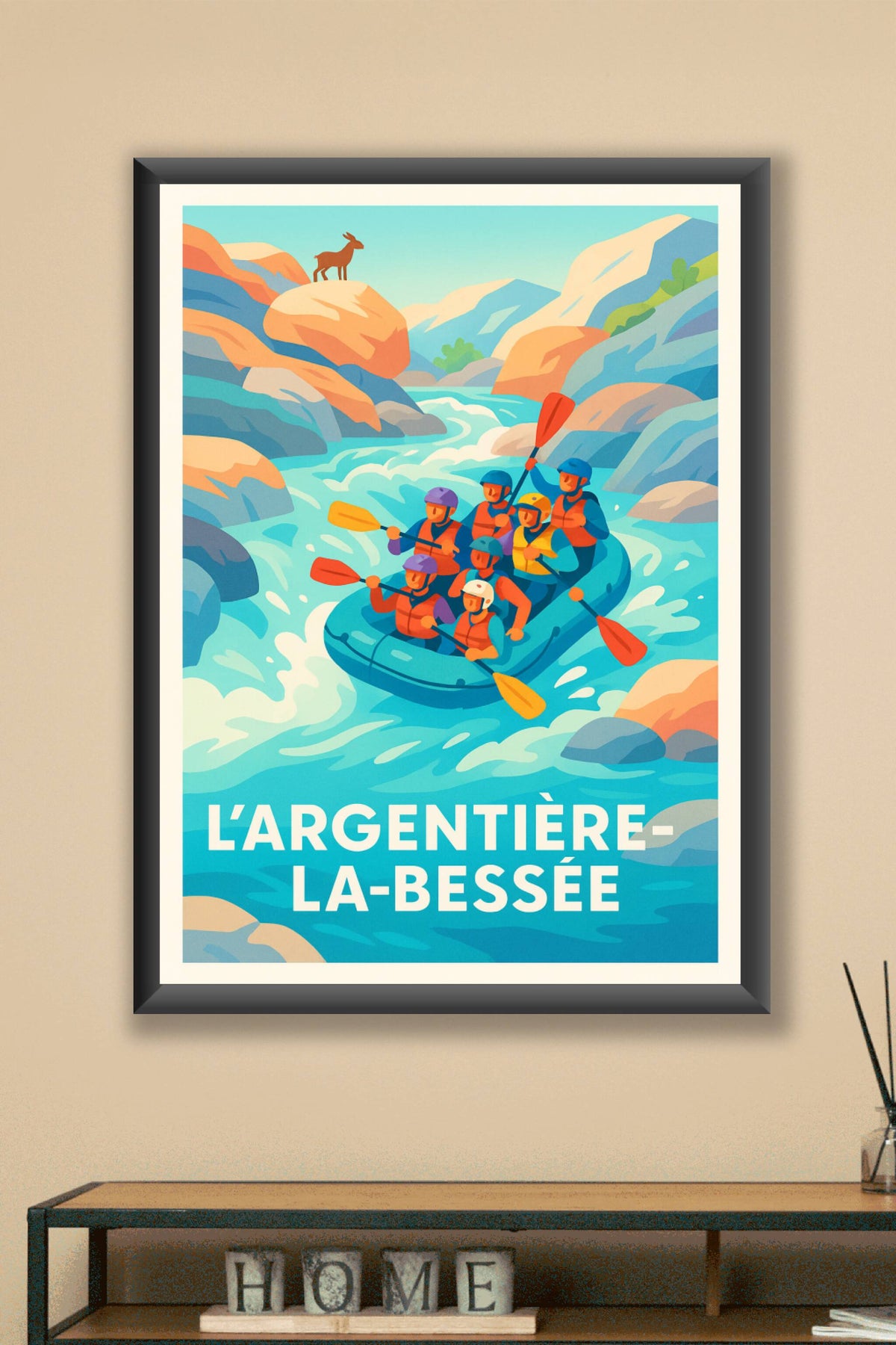 Affiche L'Argentière-la-Bessée — Aventure et sensations fortes en eaux vives · poster d'art de L'Argentière-la-Bessée
