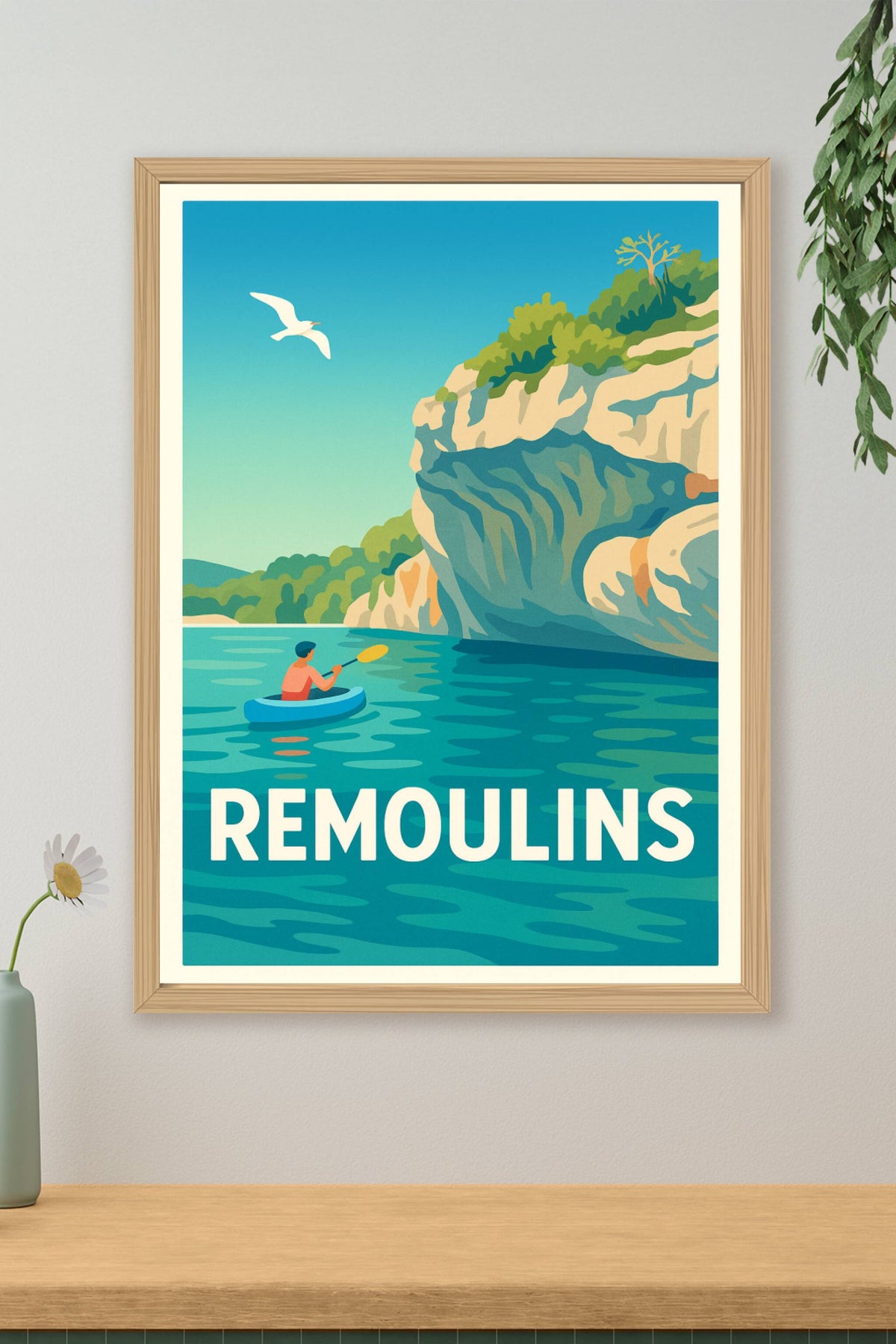 Affiche Remoulins — Évasion Nature et Aventure en Canoë · poster d'art de Remoulins