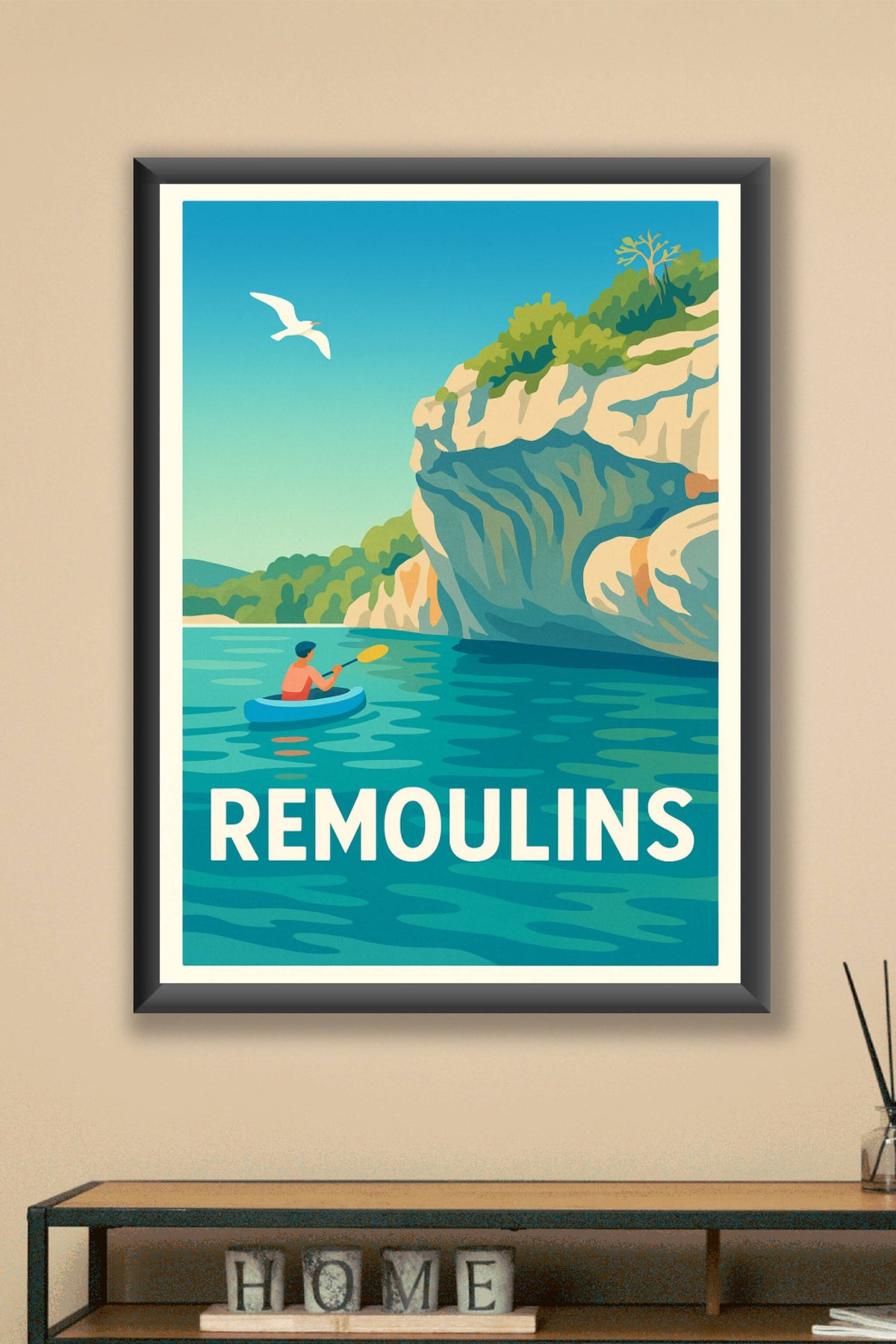 Affiche Remoulins — Évasion Nature et Aventure en Canoë · poster d'art de Remoulins