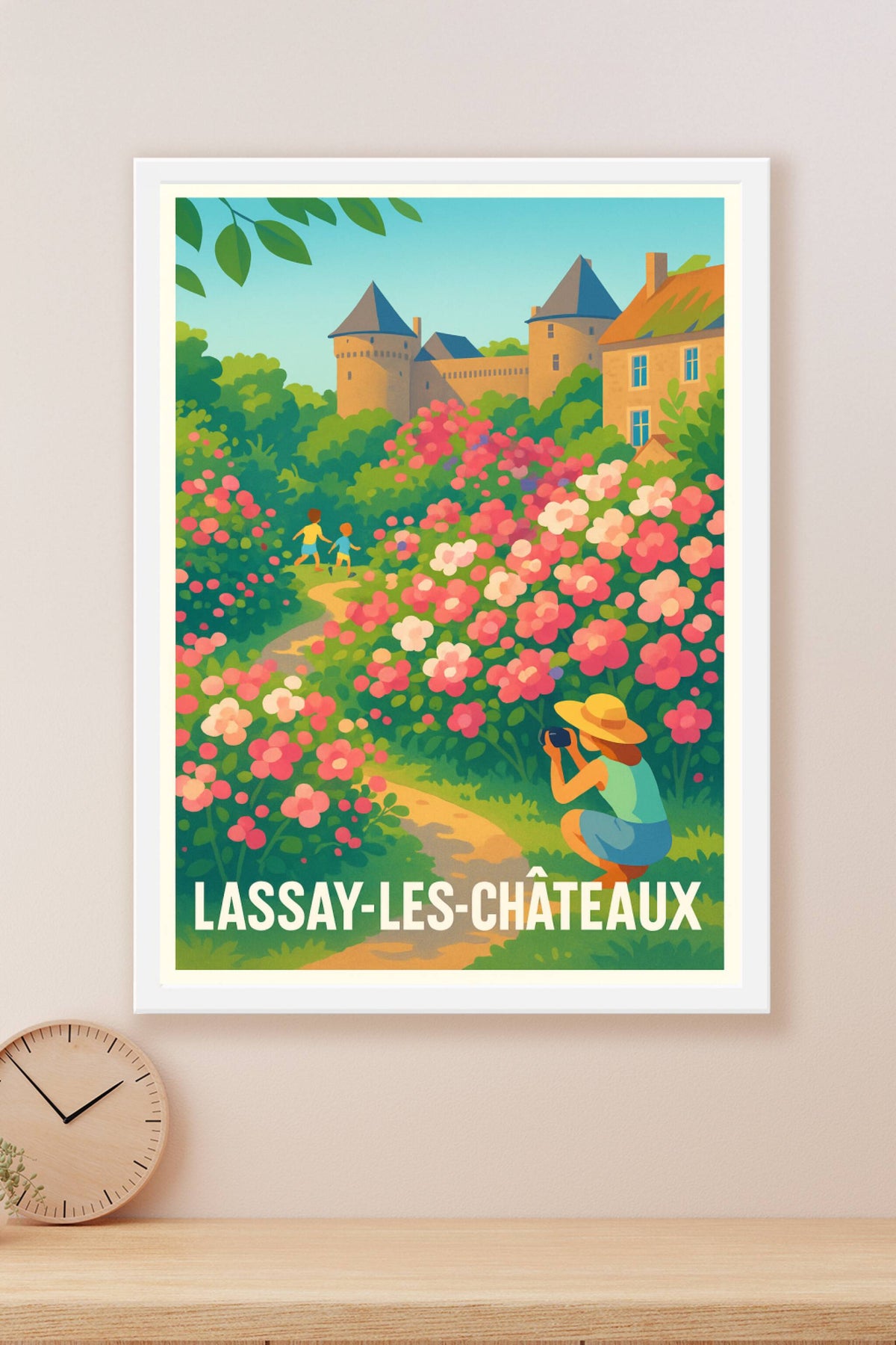Affiche Lassay-les-Châteaux — Un havre de paix fleurissant · poster d'art de Lassay-les-Châteaux