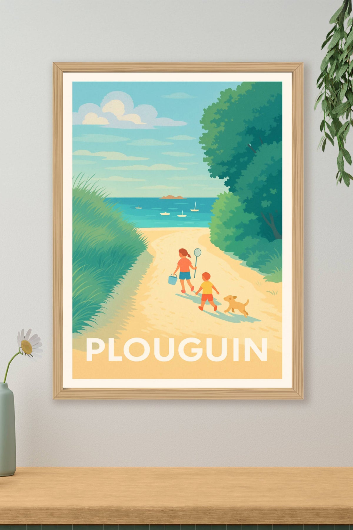 Affiche Plouguin — Balade d'été au bord de mer · poster d'art de Plouguin