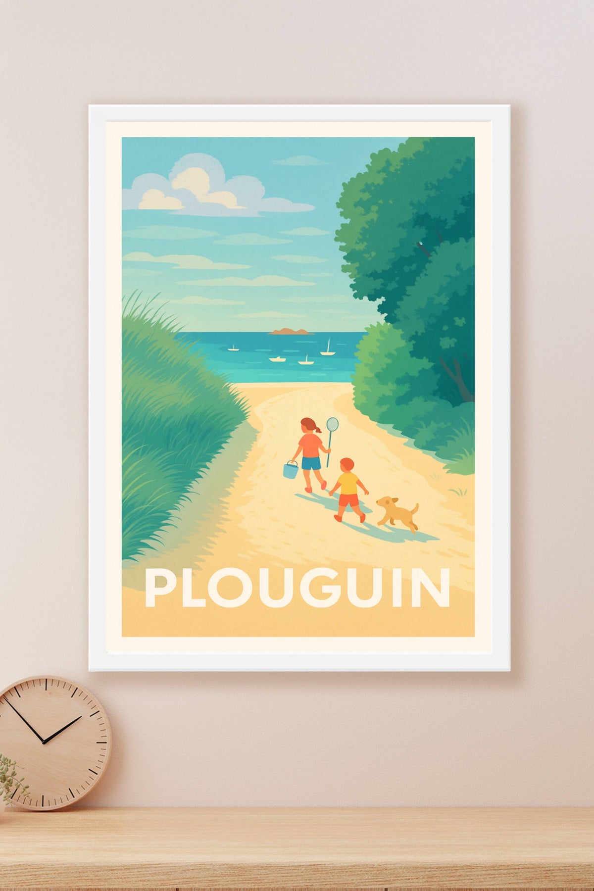 Affiche Plouguin — Balade d'été au bord de mer · poster d'art de Plouguin