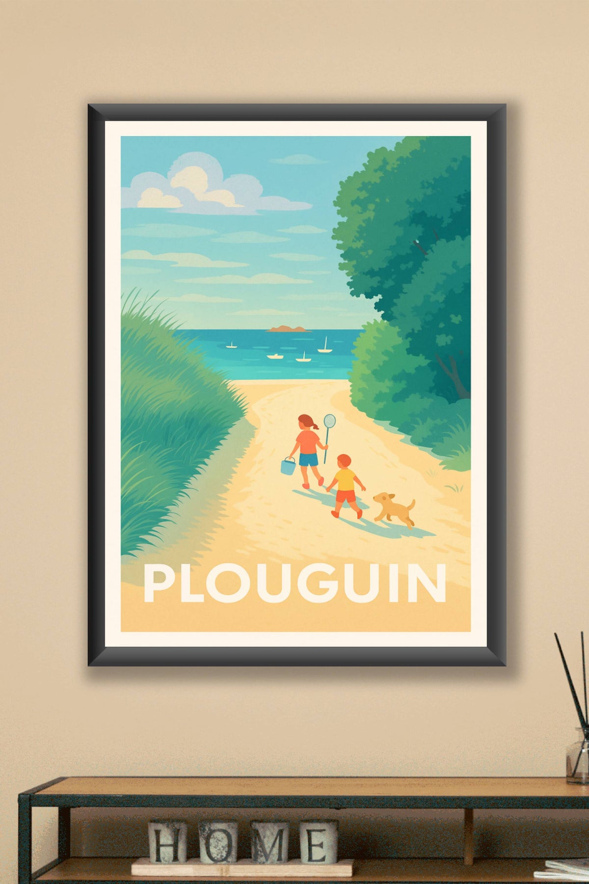 Affiche Plouguin — Balade d'été au bord de mer · poster d'art de Plouguin