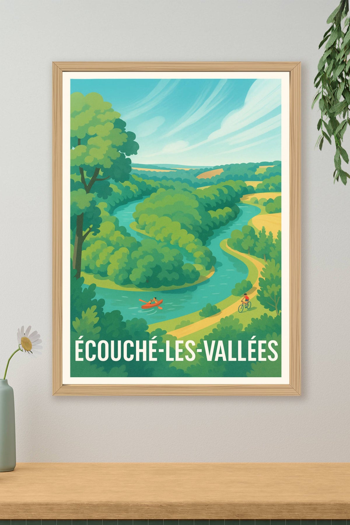 Affiche Écouché-les-Vallées — Évasion nature au fil de l'eau · poster d'art de Écouché-les-Vallées