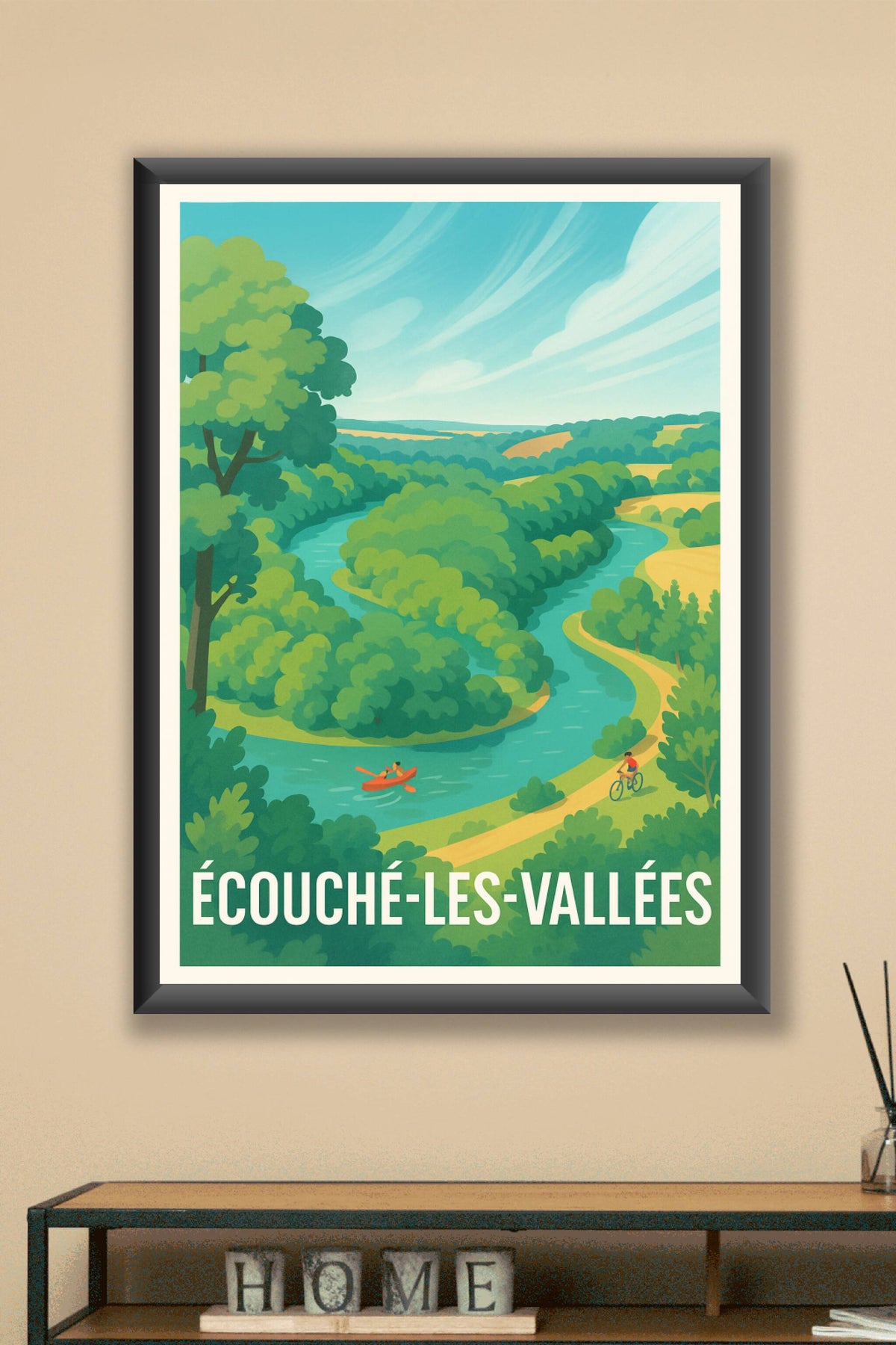 Affiche Écouché-les-Vallées — Évasion nature au fil de l'eau · poster d'art de Écouché-les-Vallées