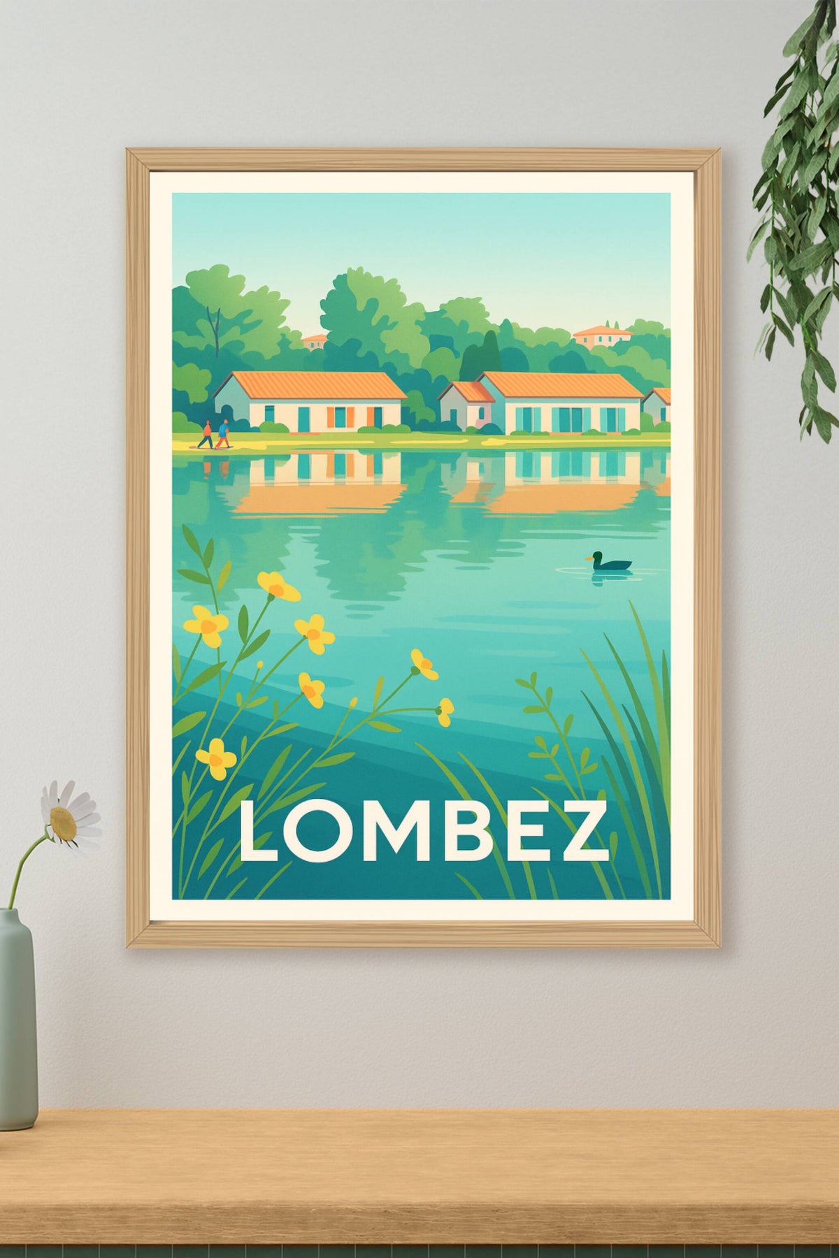 Affiche Lombez — Sérénité au bord de l'eau · poster d'art de Lombez