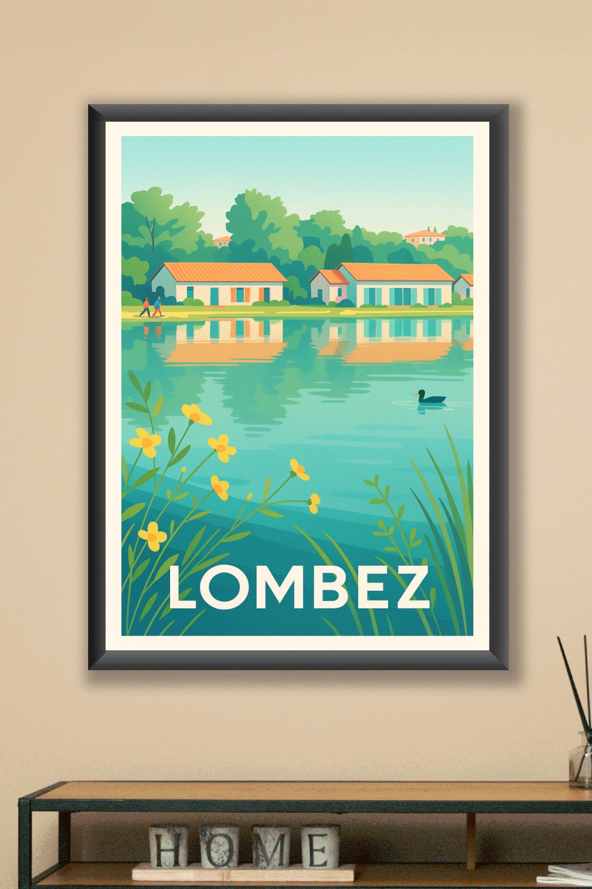 Affiche Lombez — Sérénité au bord de l'eau · poster d'art de Lombez