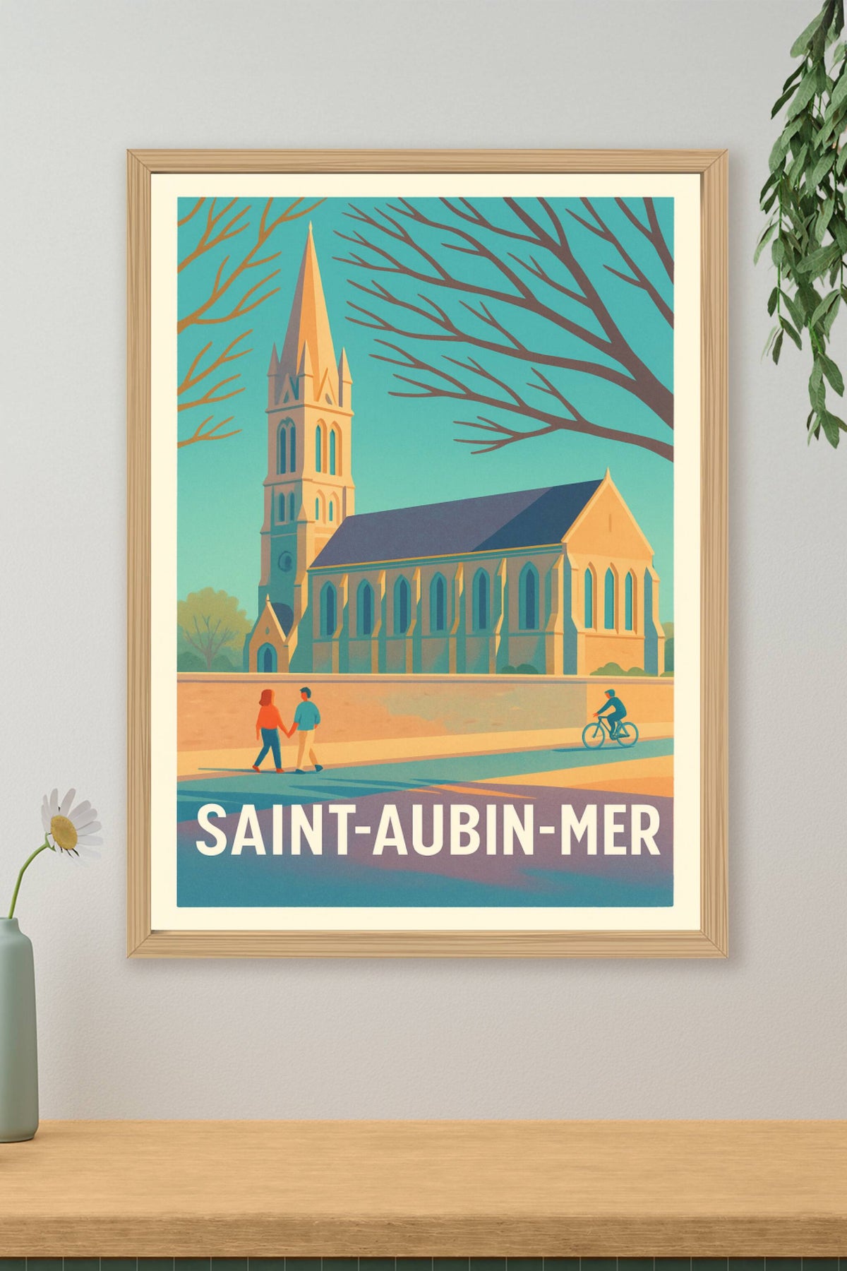 Affiche Saint-Aubin-Mer — Charme paisible et architecture emblématique · poster d'art de Saint-Aubin-Mer