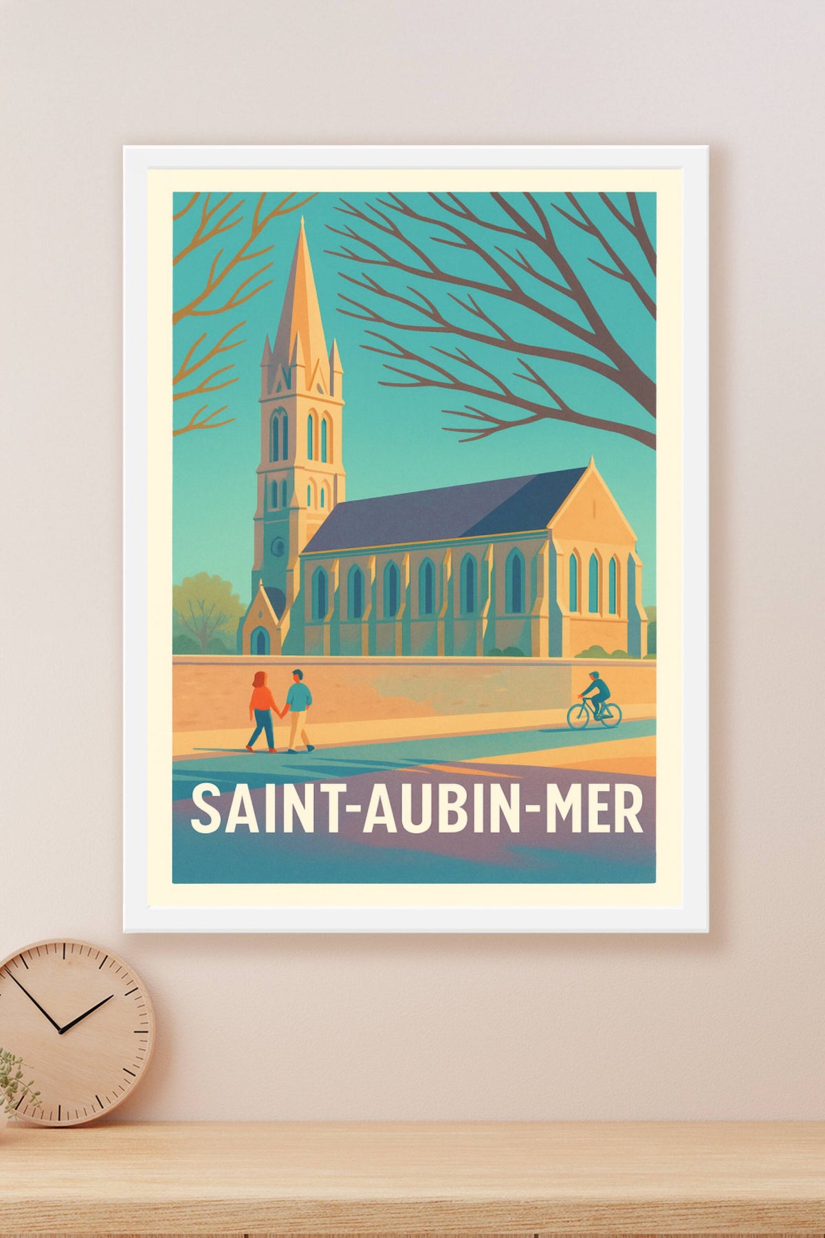 Affiche Saint-Aubin-Mer — Charme paisible et architecture emblématique · poster d'art de Saint-Aubin-Mer