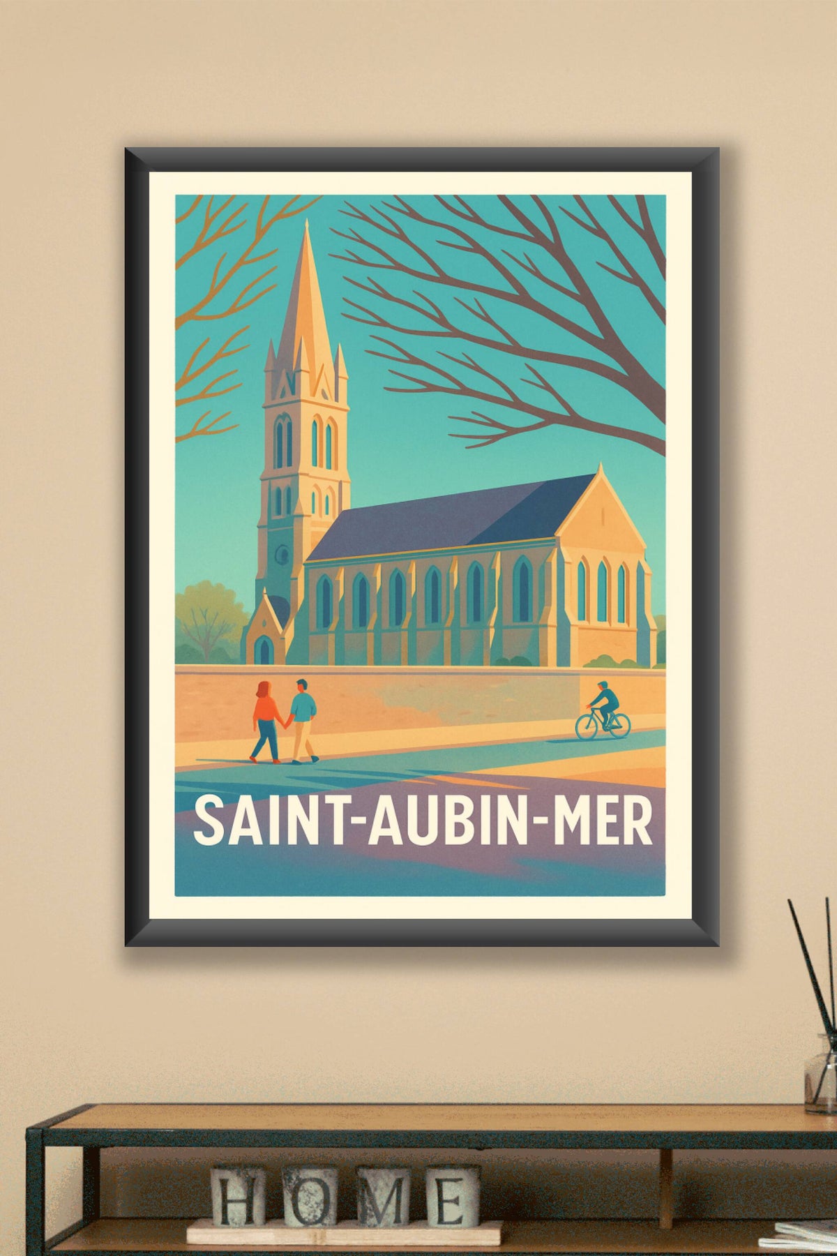 Affiche Saint-Aubin-Mer — Charme paisible et architecture emblématique · poster d'art de Saint-Aubin-Mer
