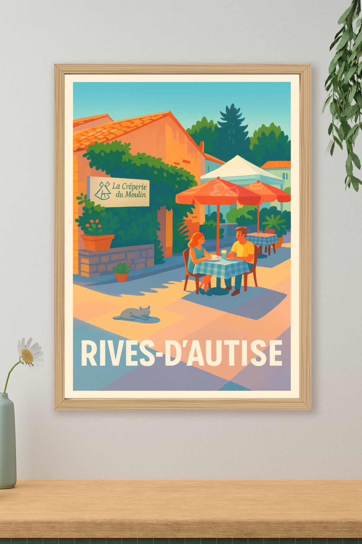 Affiche Rives-d'Autise — Charmante pause à la crêperie du Moulin · poster d'art de Rives-d'Autise