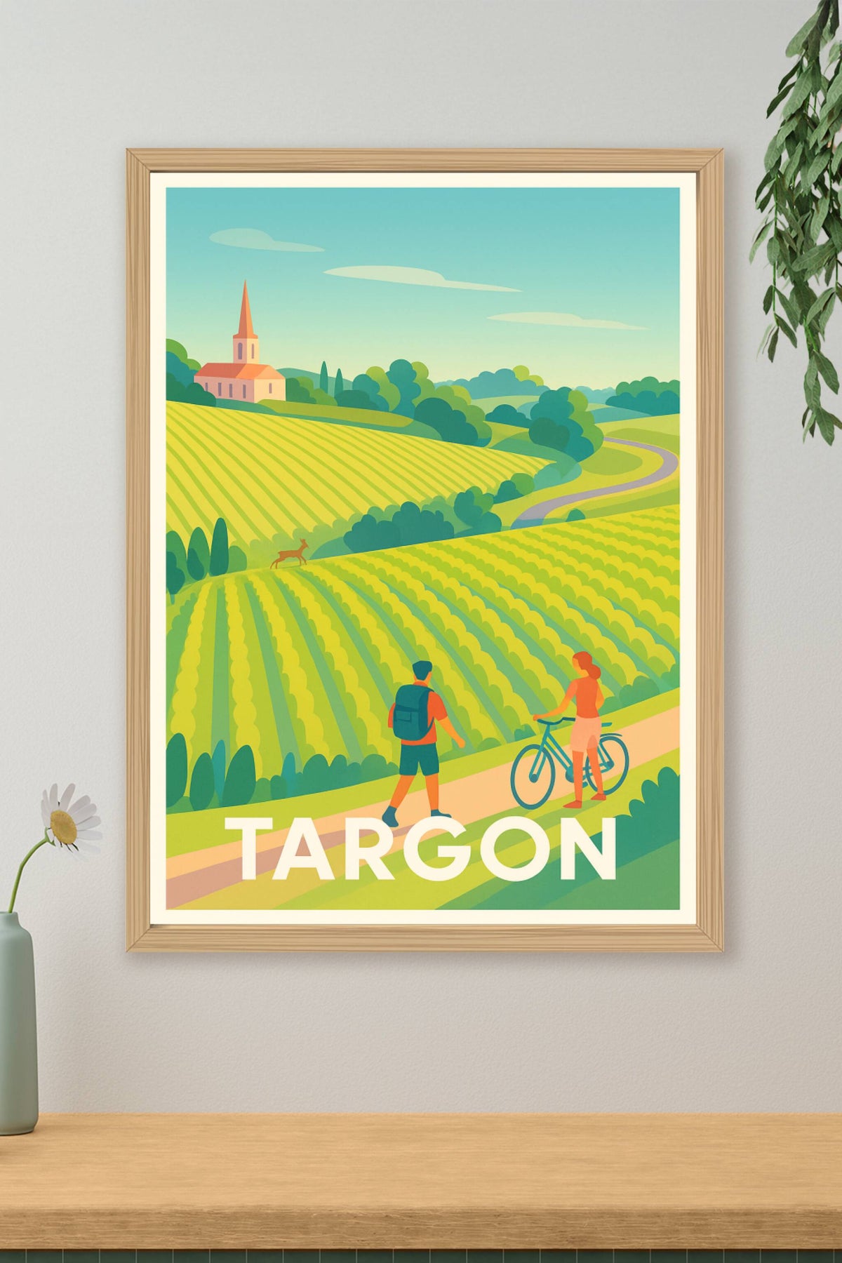 Affiche Targon — Évasion Verte en Paysages Vignobles · poster d'art de Targon