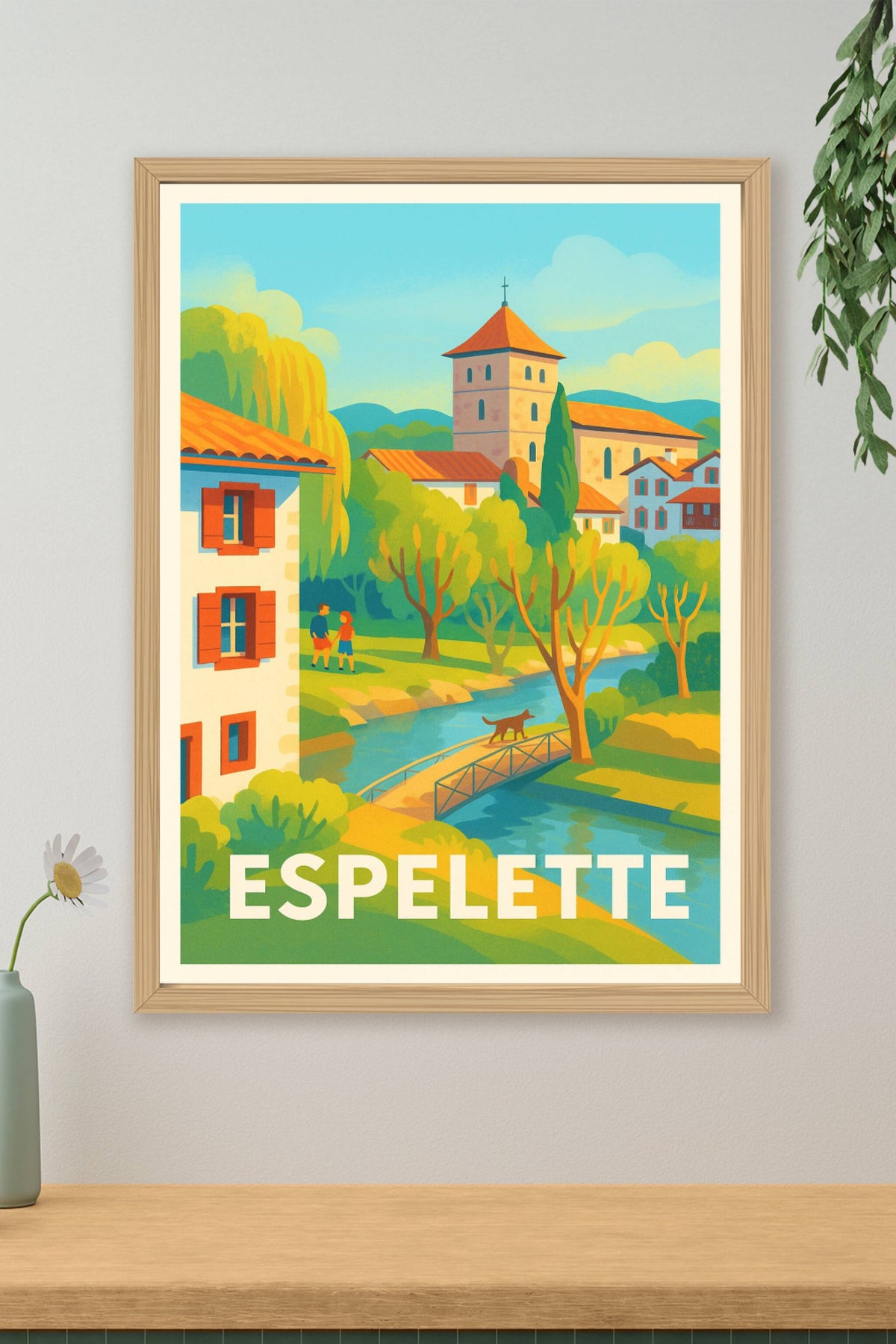Affiche Espelette — Douceur et charme basque au fil de l'eau · poster d'art de Espelette