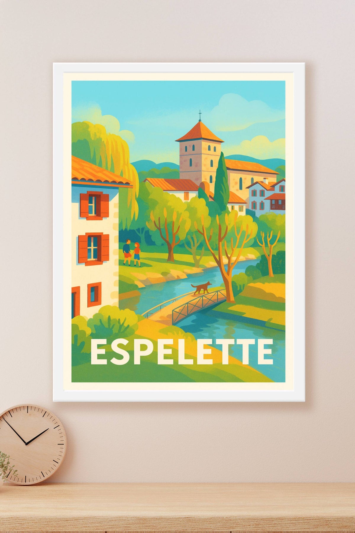 Affiche Espelette — Douceur et charme basque au fil de l'eau · poster d'art de Espelette