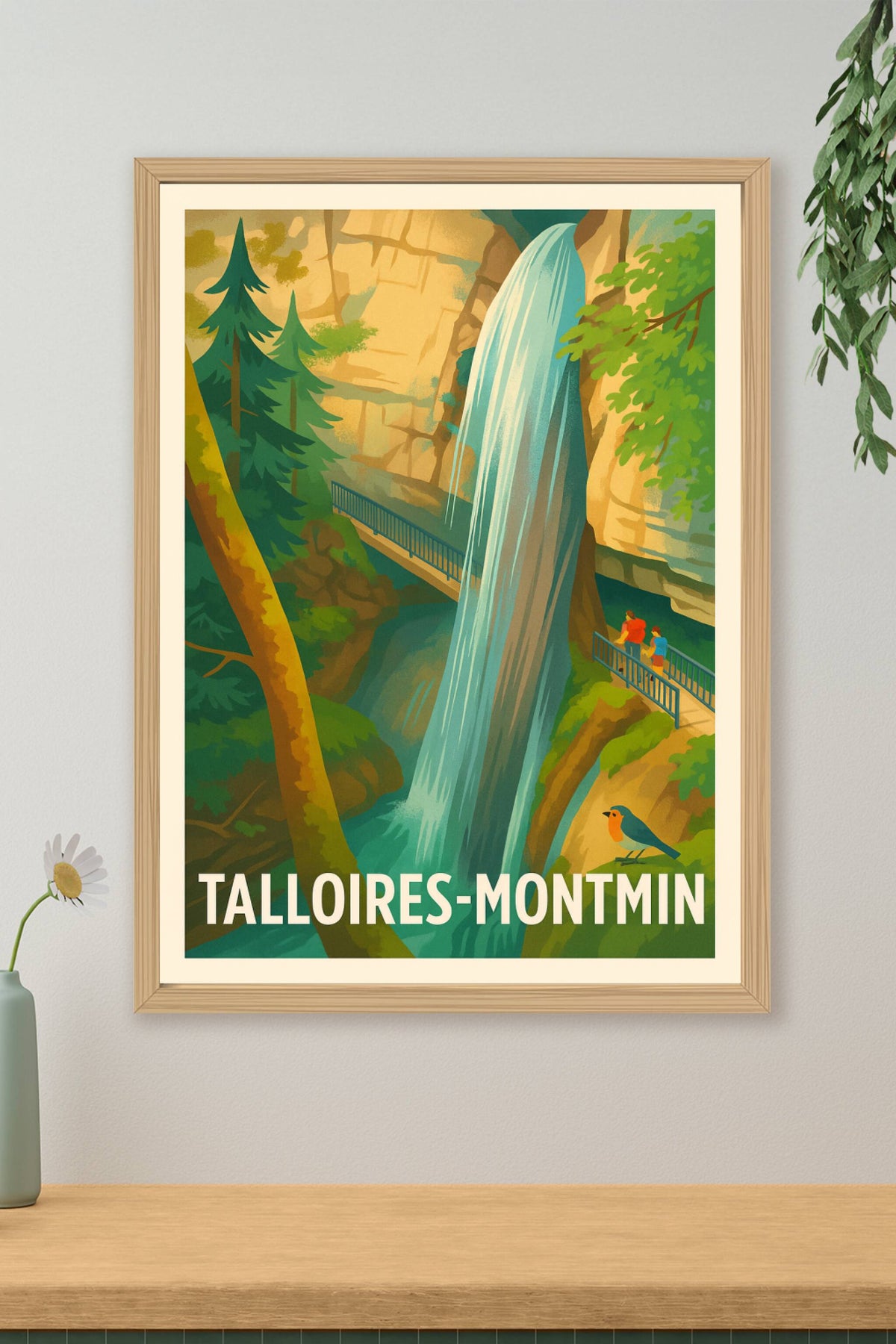 Affiche Talloires-Montmin — Beauté naturelle et cascade magique · poster d'art de Talloires-Montmin