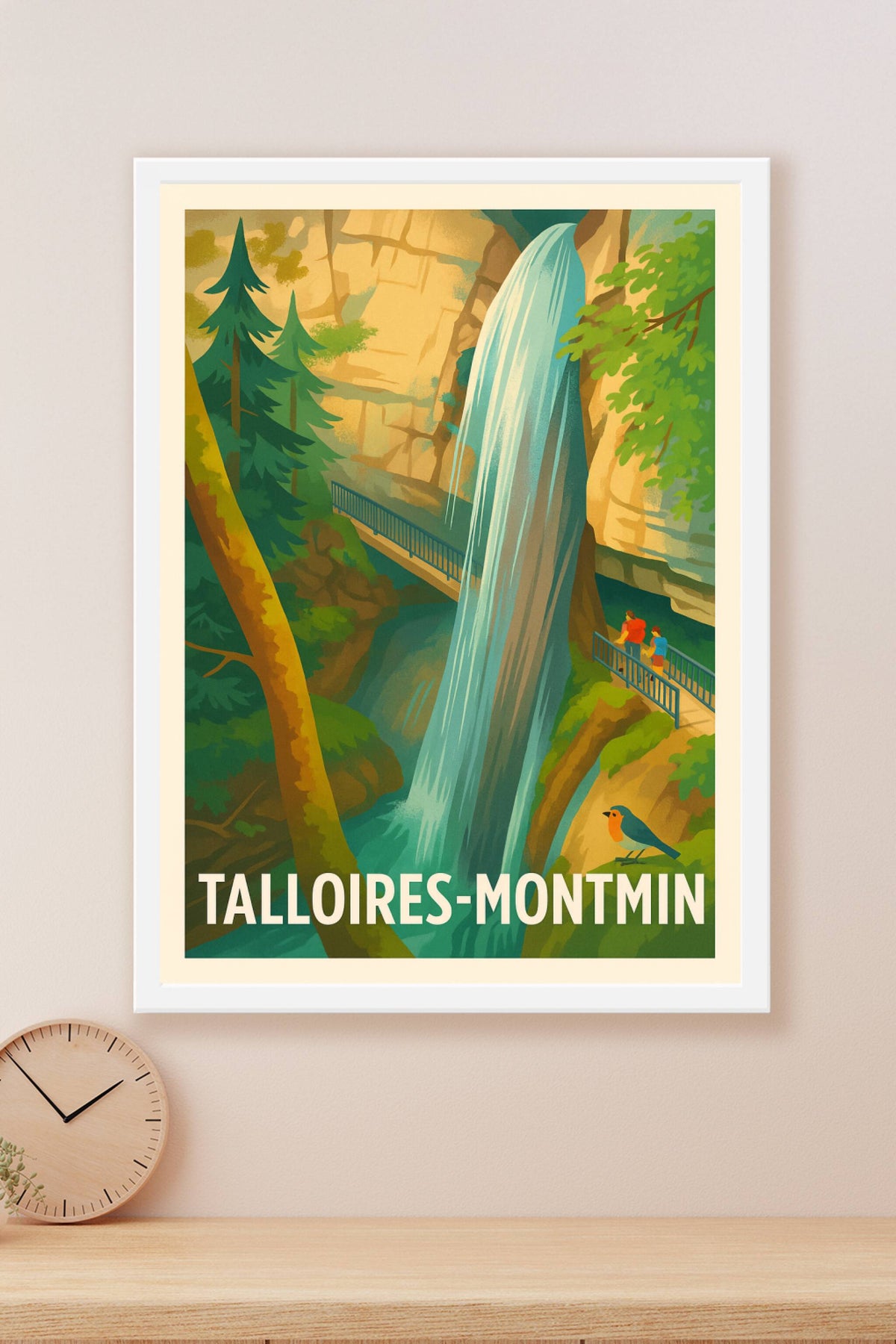 Affiche Talloires-Montmin — Beauté naturelle et cascade magique · poster d'art de Talloires-Montmin