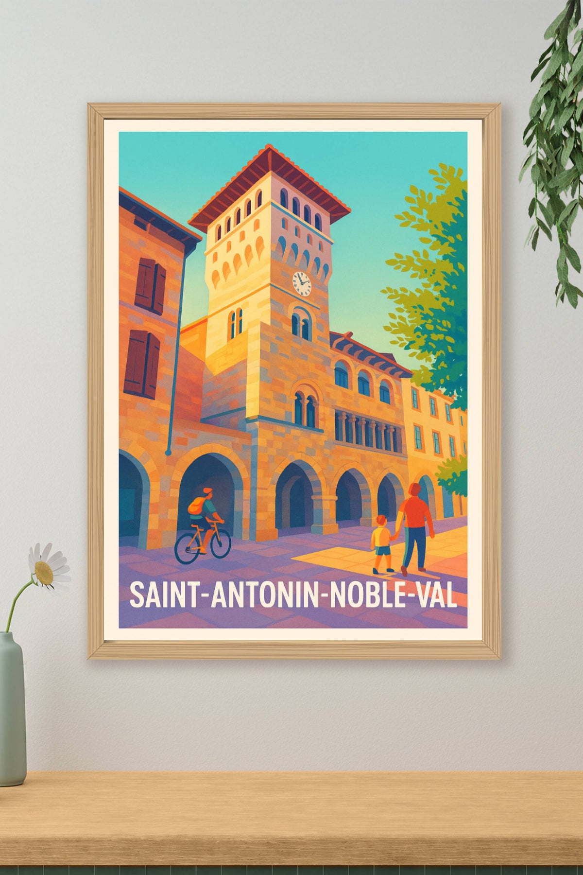 Affiche Saint-Antonin-Noble-Val — Charme historique du Sud-Ouest · poster d'art de Saint-Antonin-Noble-Val