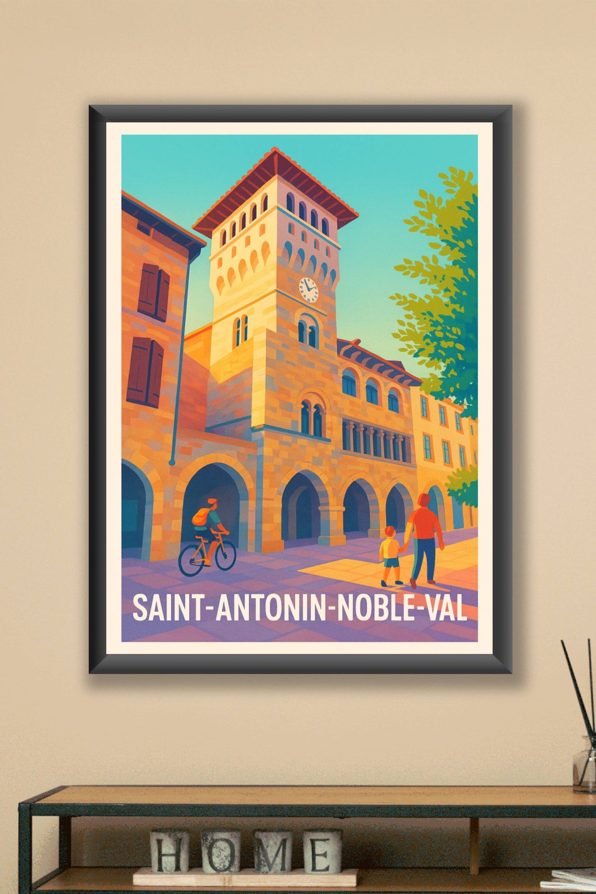 Affiche Saint-Antonin-Noble-Val — Charme historique du Sud-Ouest · poster d'art de Saint-Antonin-Noble-Val