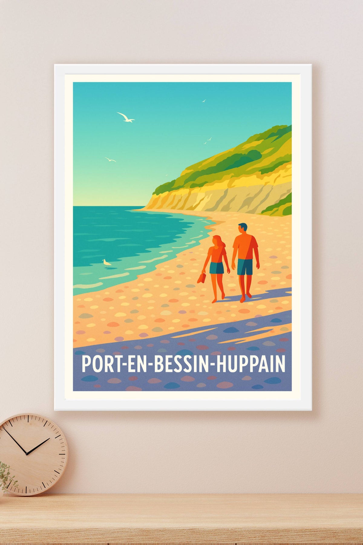 Affiche Port-en-Bessin-Huppain — Douceur et Sérénité au Bord de Mer · poster d'art de Port-en-Bessin-Huppain