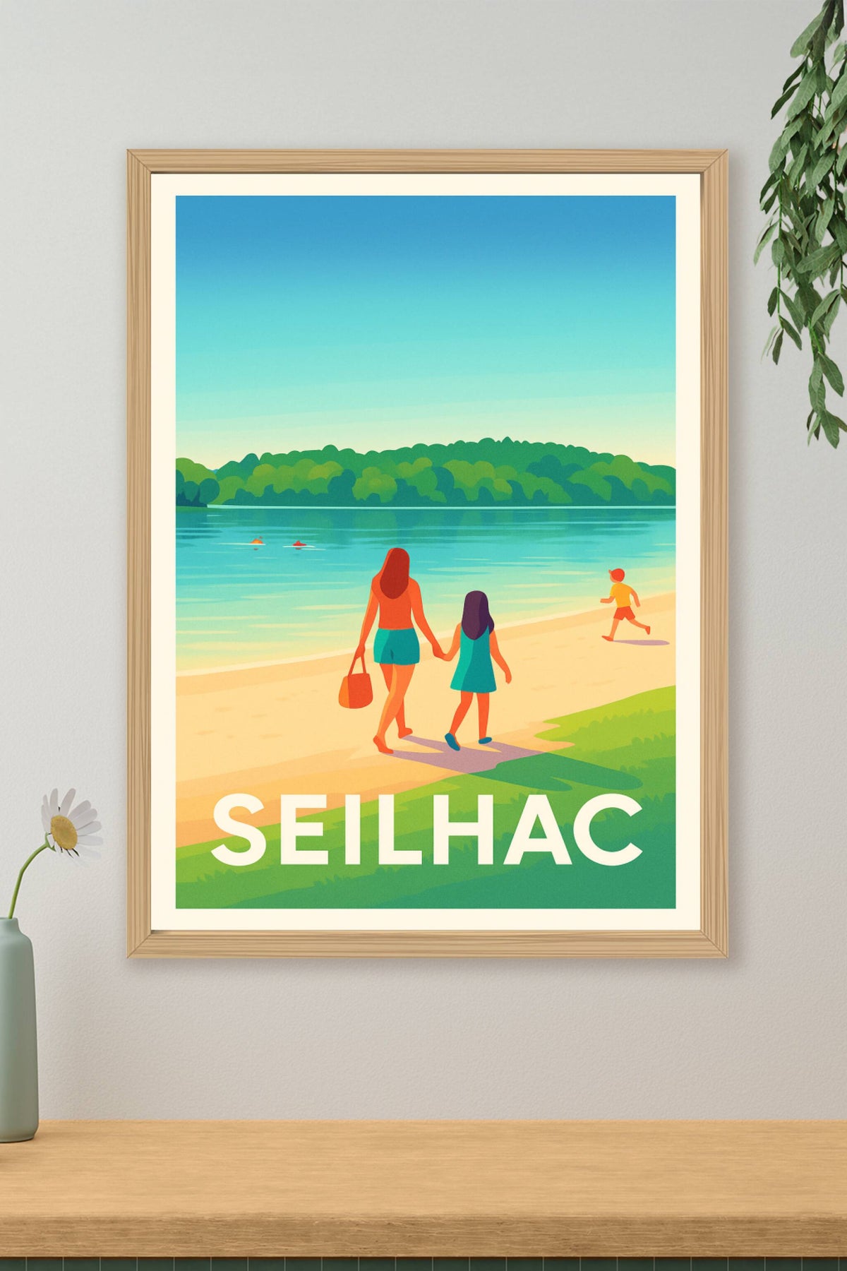 Affiche Seilhac — Promenade paisible au bord de l'eau · poster d'art de Seilhac
