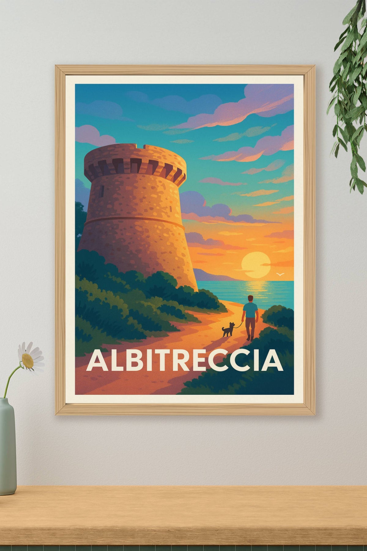 Affiche Albitreccia — Promenade au coucher du soleil · poster d'art de Albitreccia
