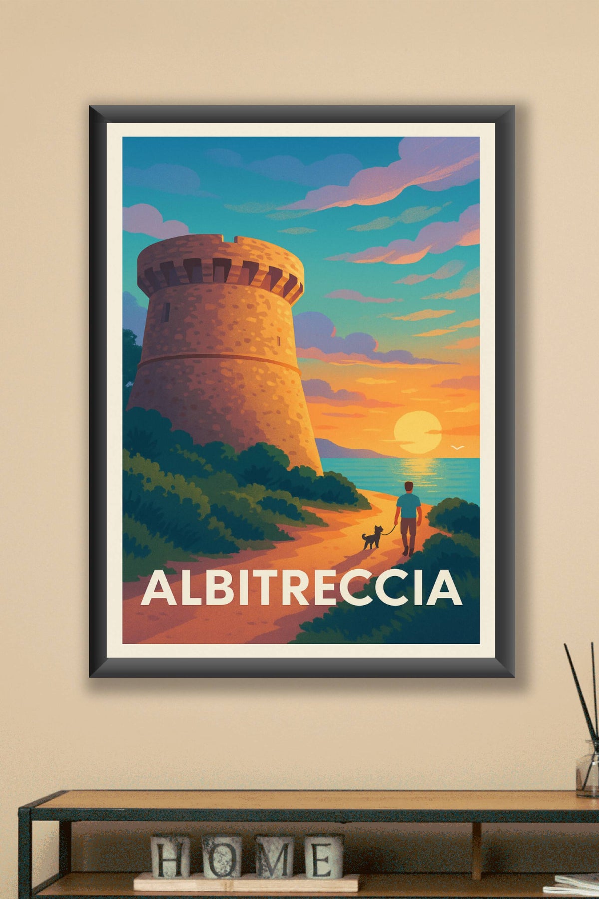Affiche Albitreccia — Promenade au coucher du soleil · poster d'art de Albitreccia