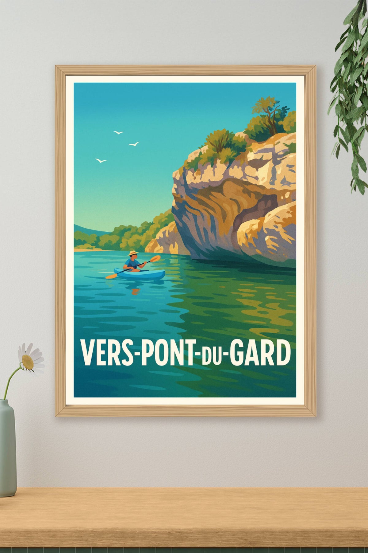 Affiche Vers-Pont-du-Gard — Évasion nature en kayak · poster d'art de Vers-Pont-du-Gard